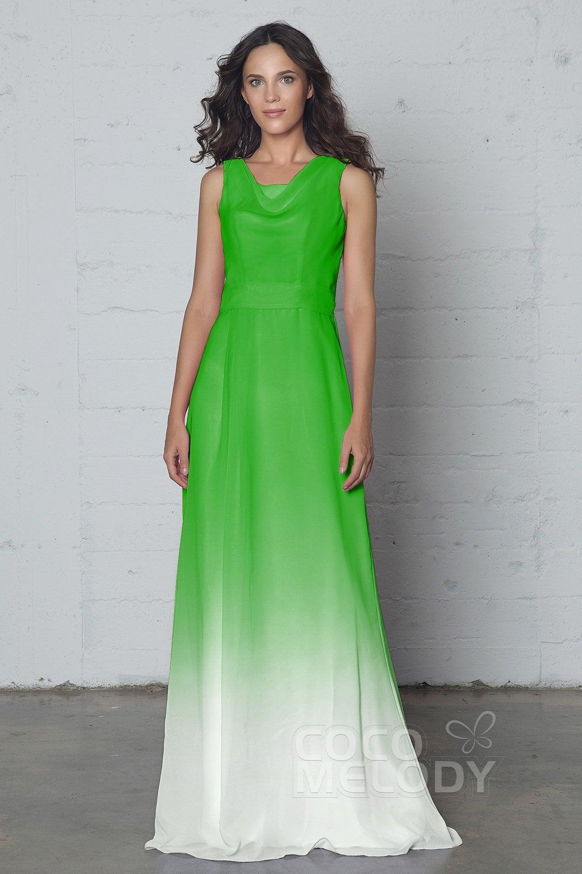 Sheath-Column Floor Length Chiffon Ombre Dress COZF17009 - COCOMELODY