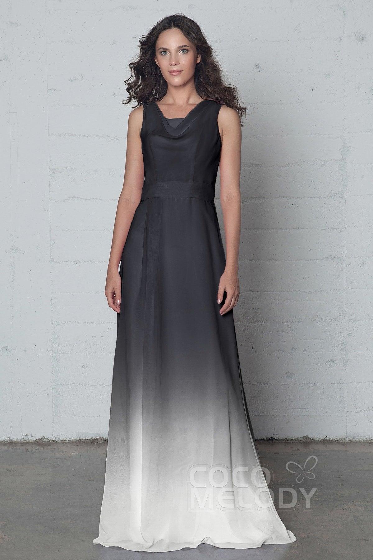 Sheath-Column Floor Length Chiffon Ombre Dress COZF17009 - COCOMELODY