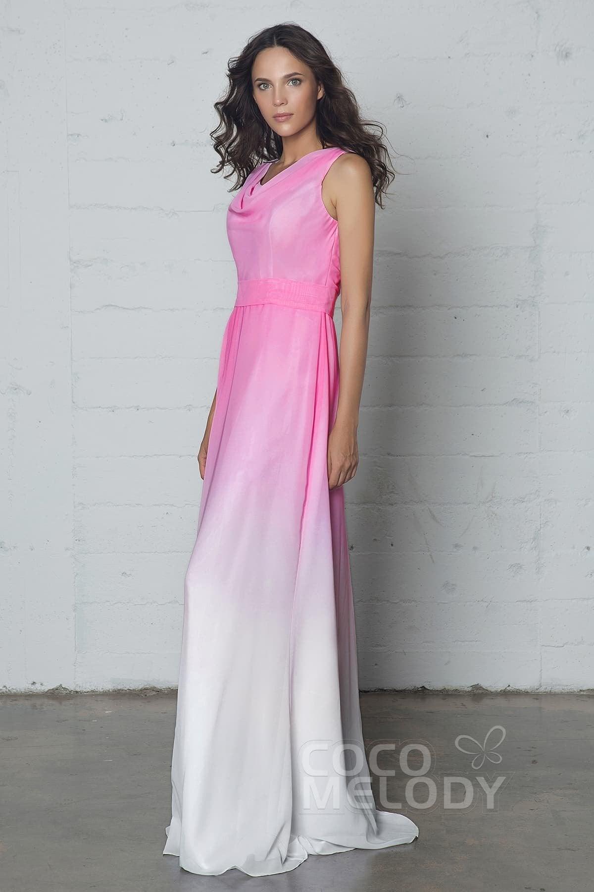 Sheath-Column Floor Length Chiffon Ombre Dress COZF17009