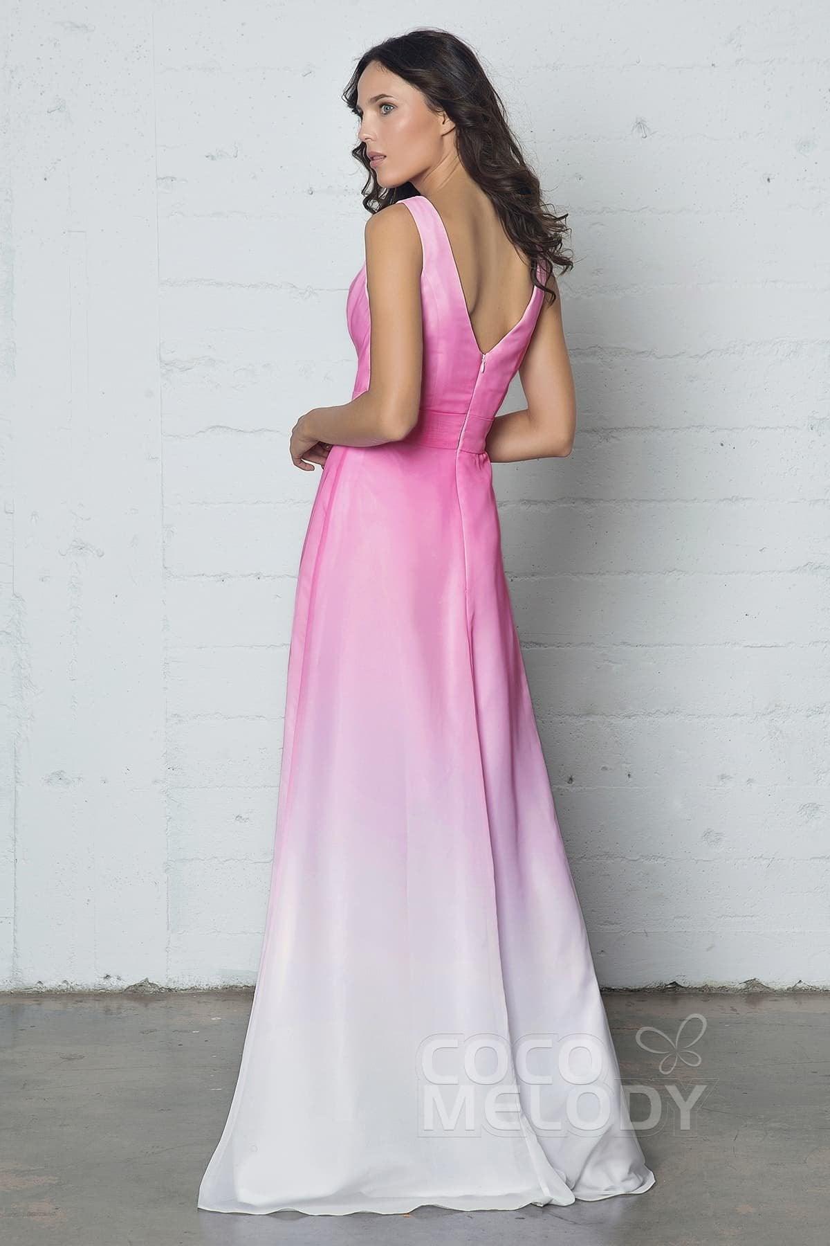 Sheath-Column Floor Length Chiffon Ombre Dress COZF17009