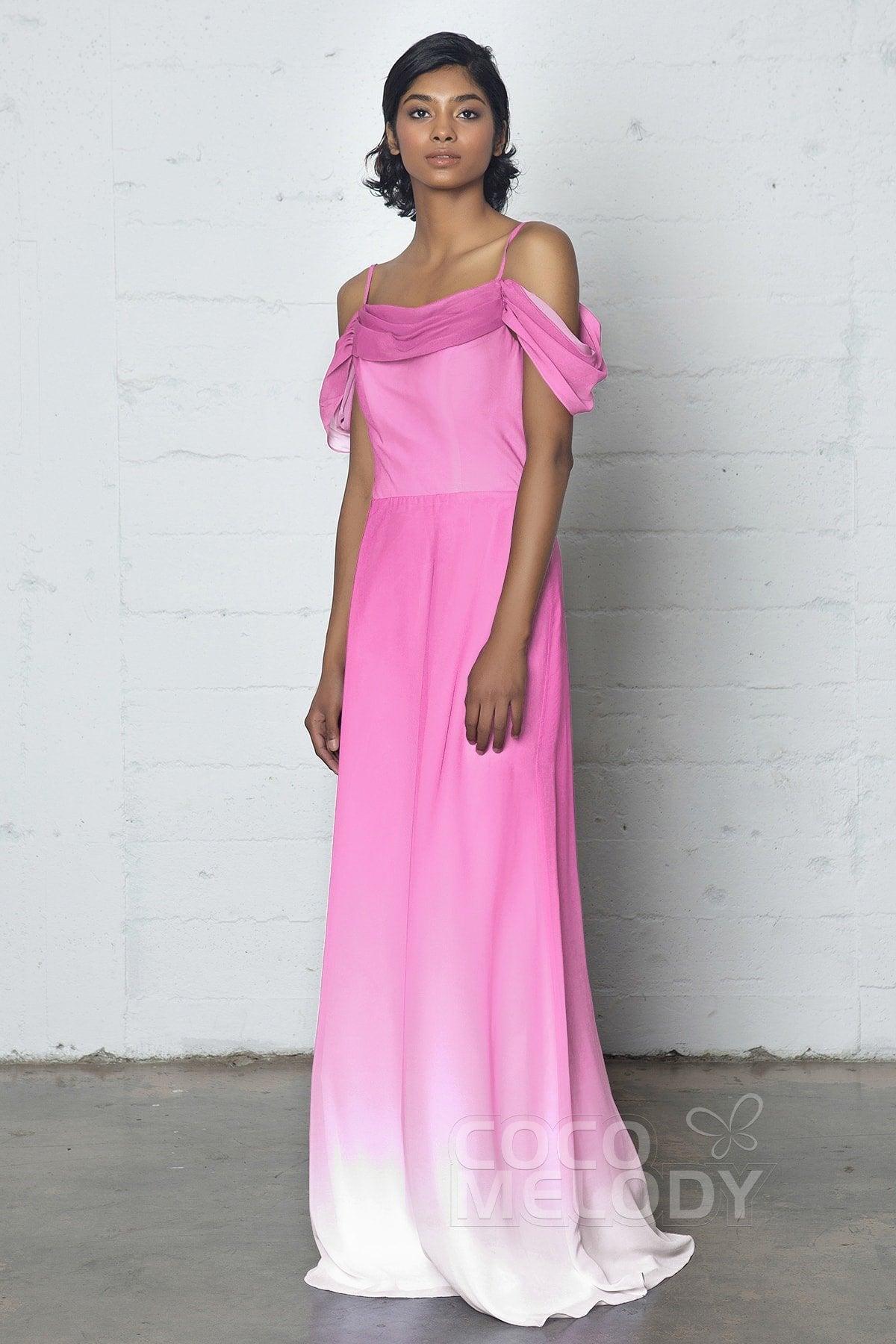 Sheath-Column Floor Length Chiffon Ombre Dress COZF17012 - COCOMELODY