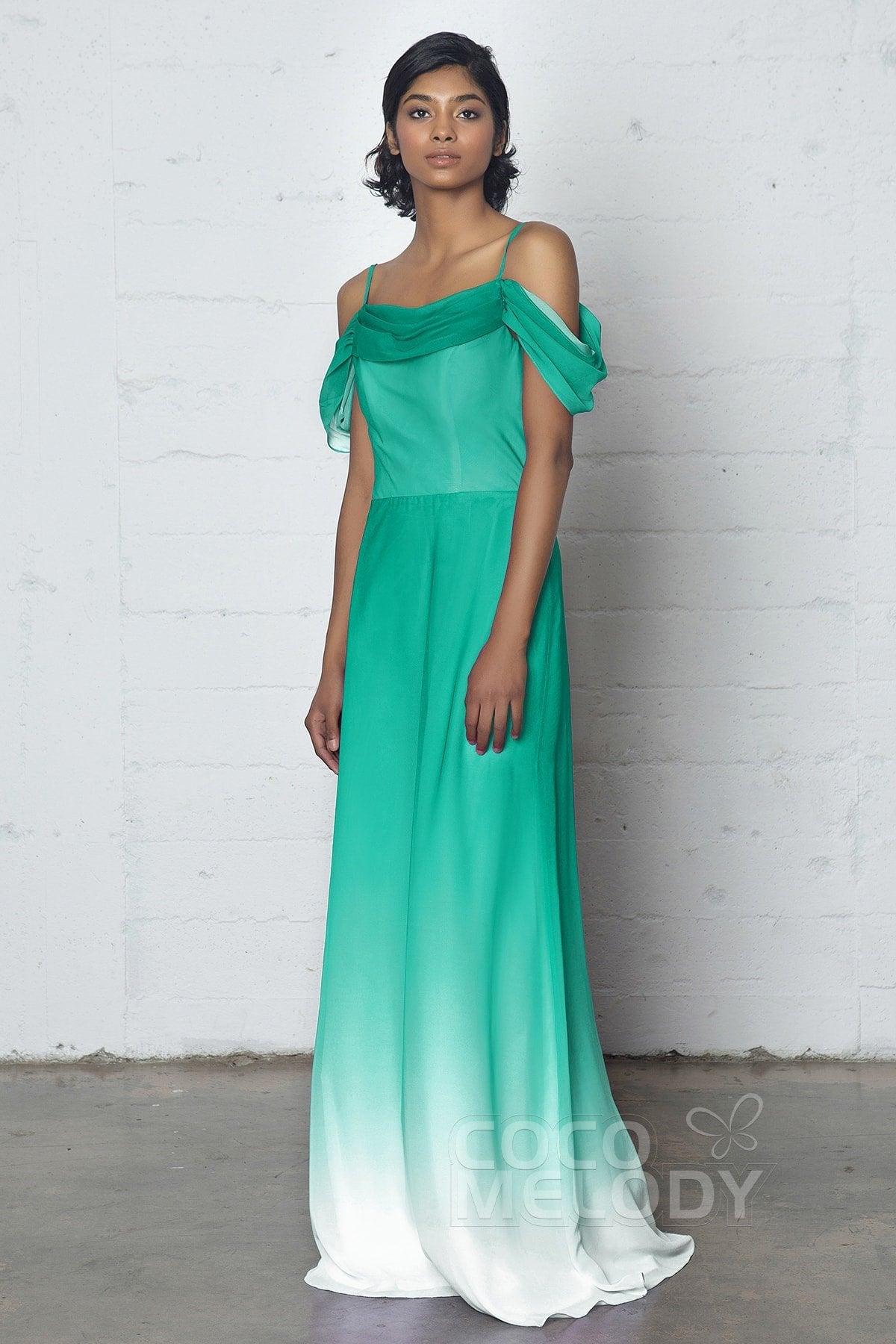 Sheath-Column Floor Length Chiffon Ombre Dress COZF17012 - COCOMELODY
