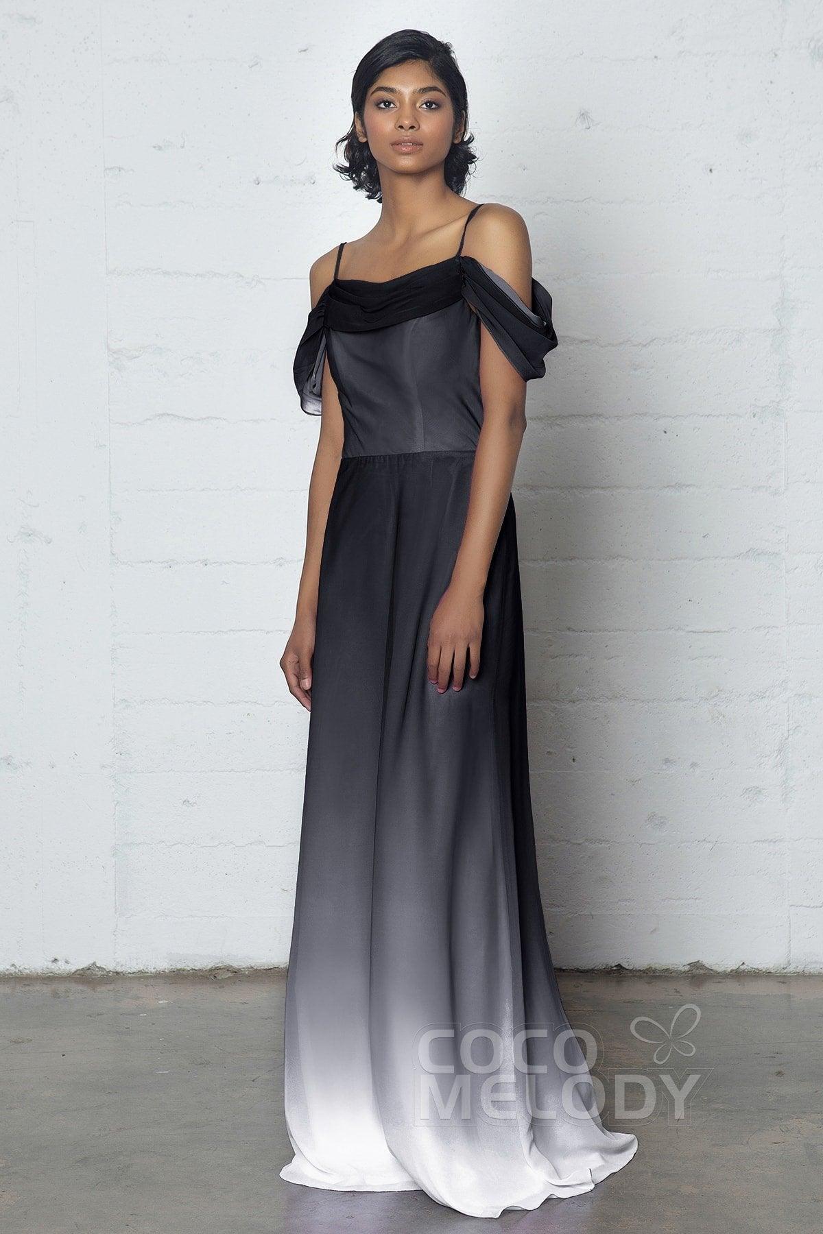 Sheath-Column Floor Length Chiffon Ombre Dress COZF17012 - COCOMELODY