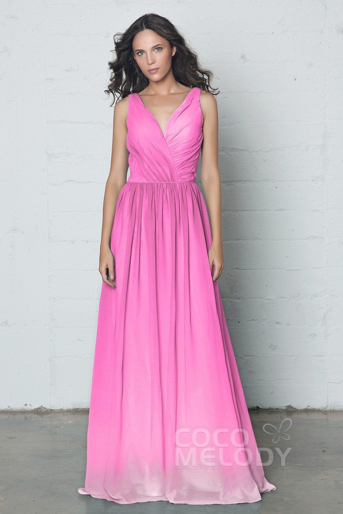 Sheath-Column Floor Length Chiffon Ombre Dress COZF17014 - COCOMELODY