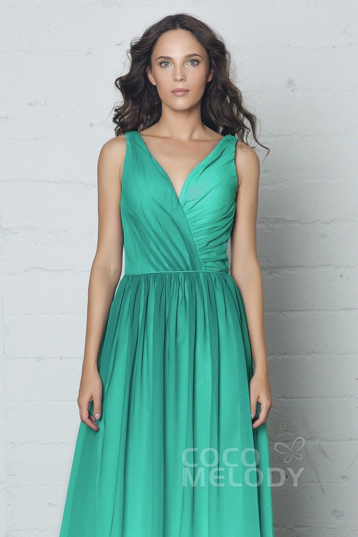 Sheath-Column Floor Length Chiffon Ombre Dress COZF17014 - COCOMELODY