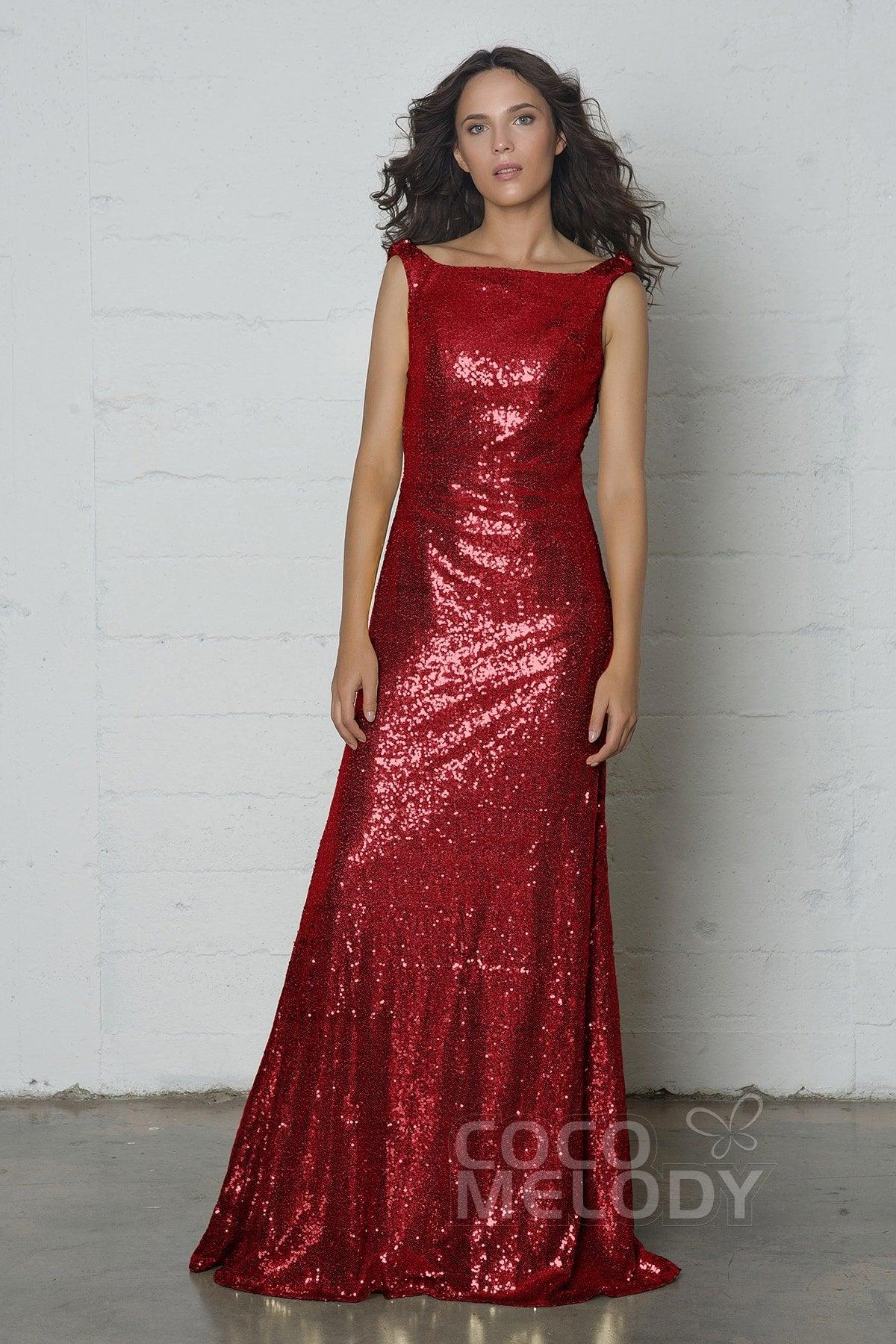 Sheath-Column Floor Length Sequined Dress COZF17020 - COCOMELODY