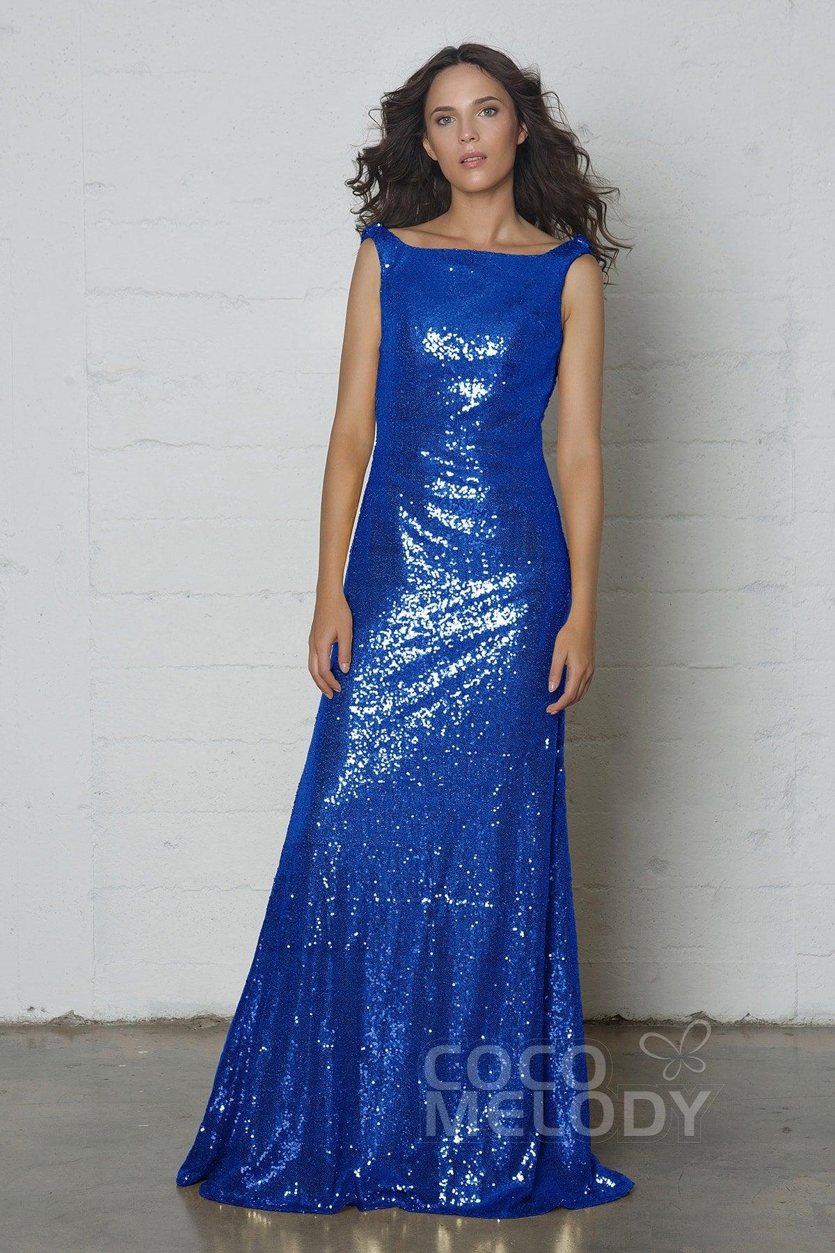 Sheath-Column Floor Length Sequined Dress COZF17020 - COCOMELODY