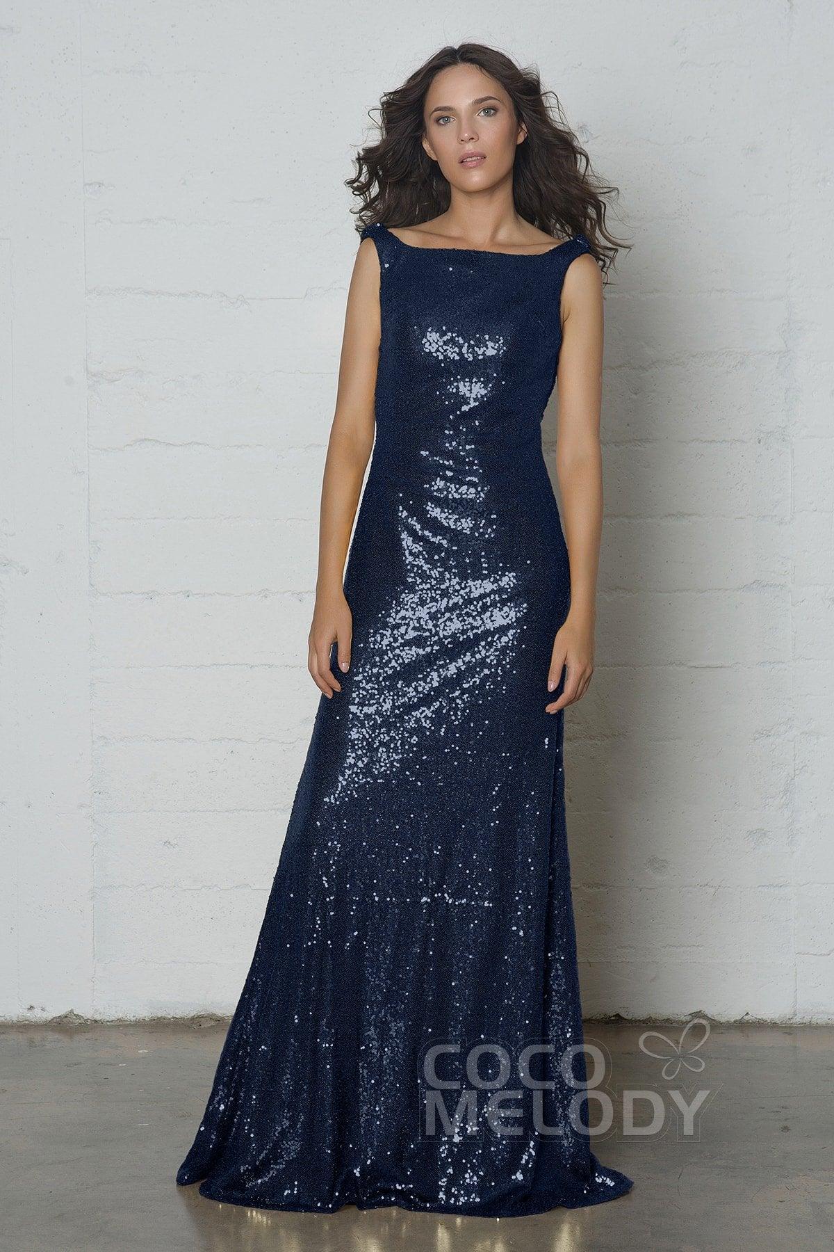 Sheath-Column Floor Length Sequined Dress COZF17020 - COCOMELODY
