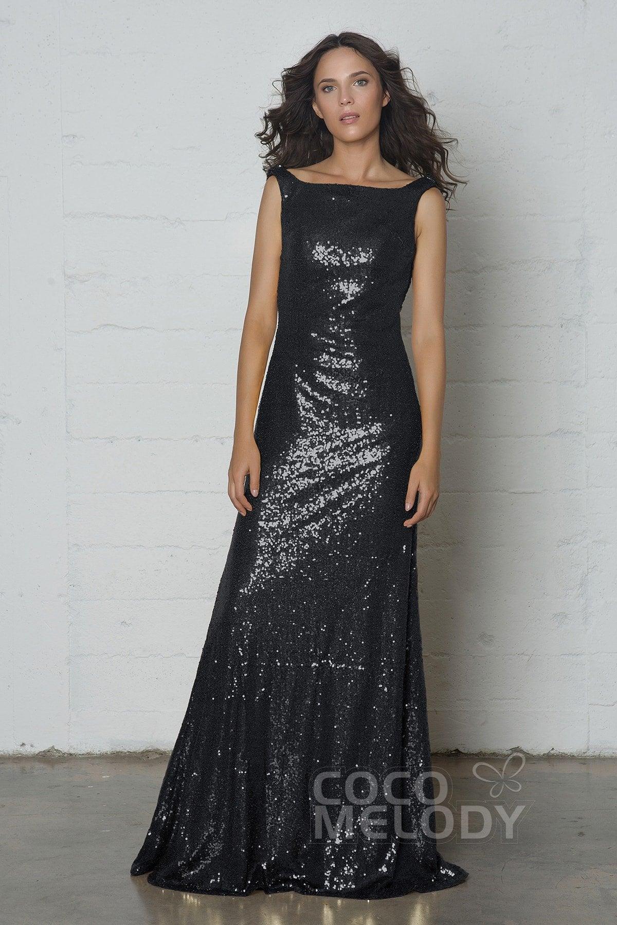 Sheath-Column Floor Length Sequined Dress COZF17020 - COCOMELODY