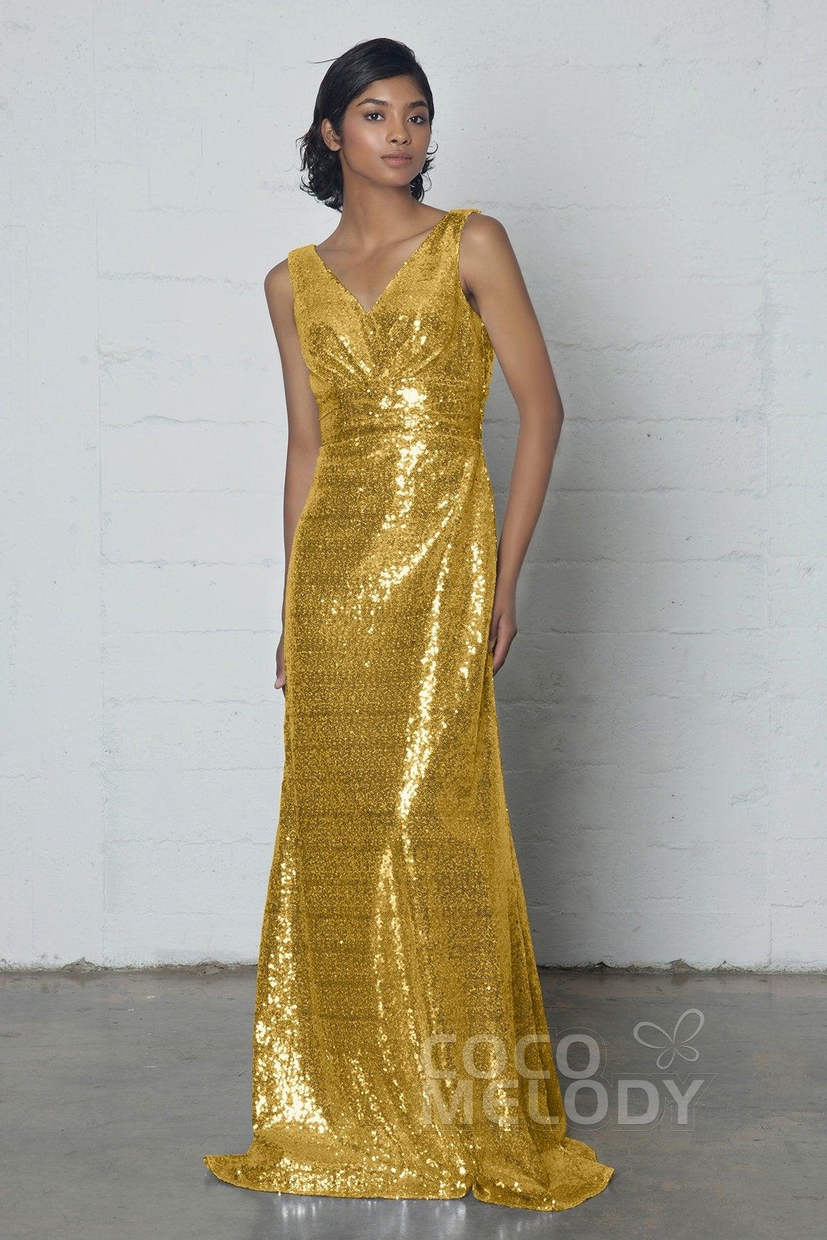 Sheath-Column Floor Length Sequined Dress COZF17021 - COCOMELODY