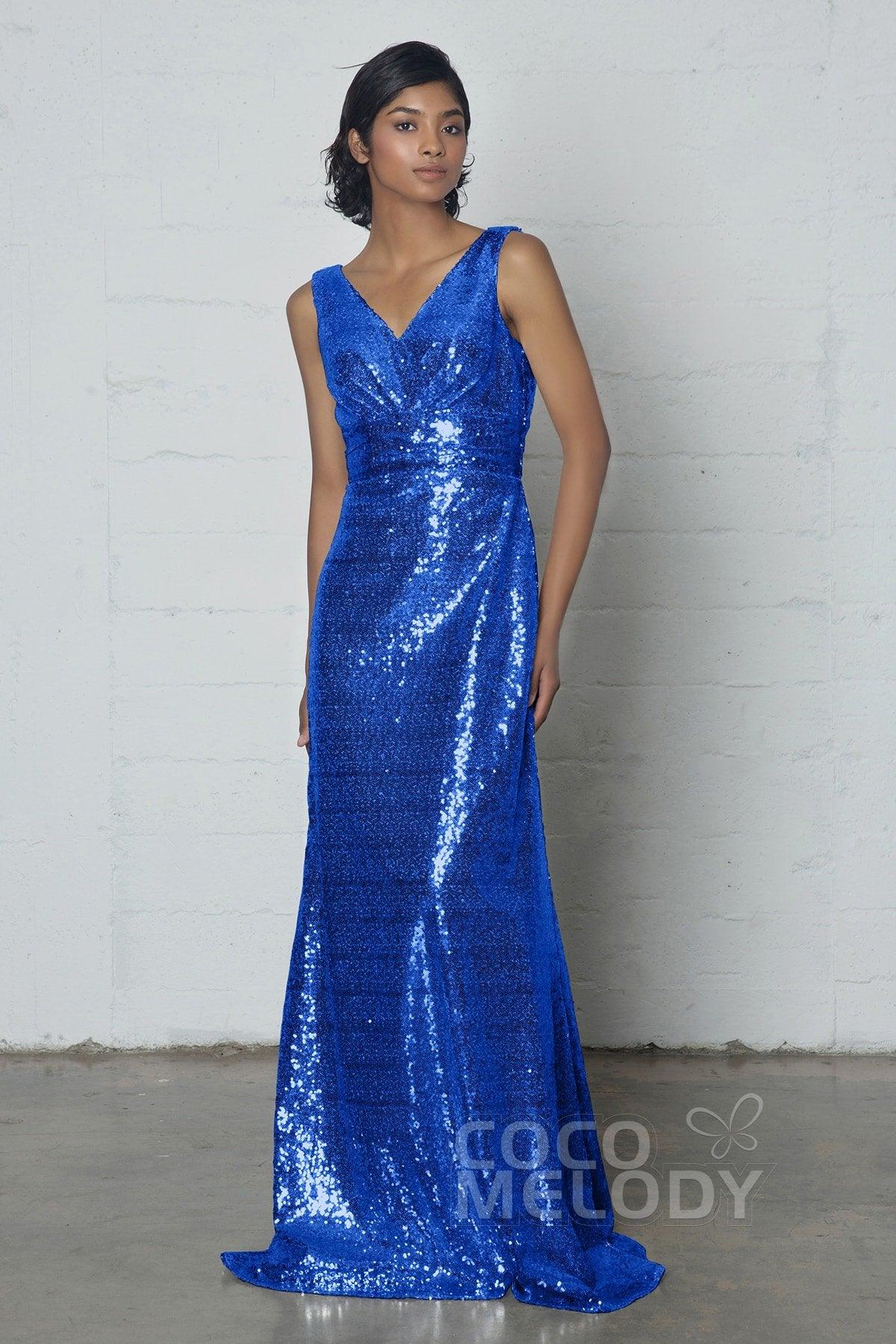 Sheath-Column Floor Length Sequined Dress COZF17021 - COCOMELODY