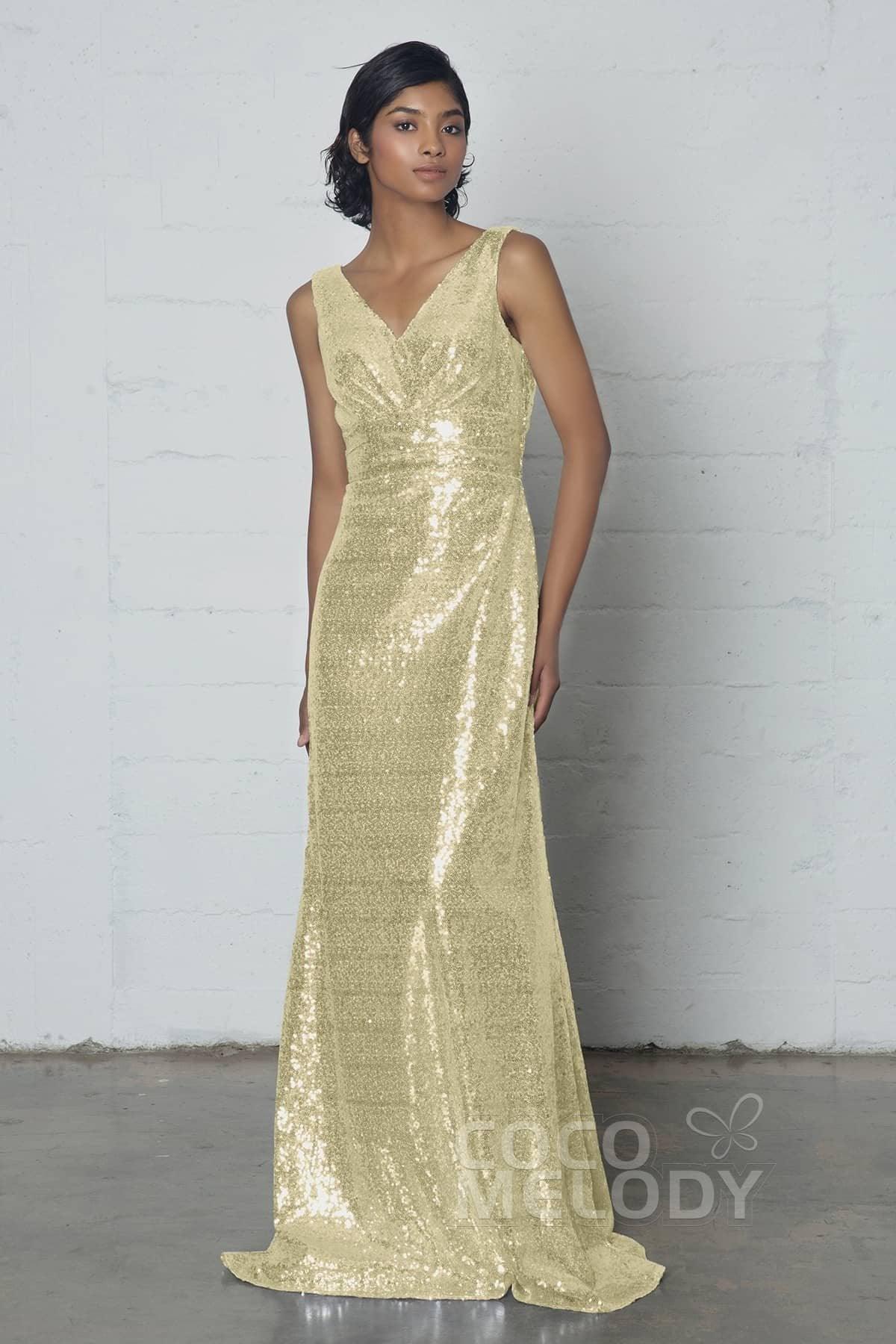 Sheath-Column Floor Length Sequined Dress COZF17021 - COCOMELODY