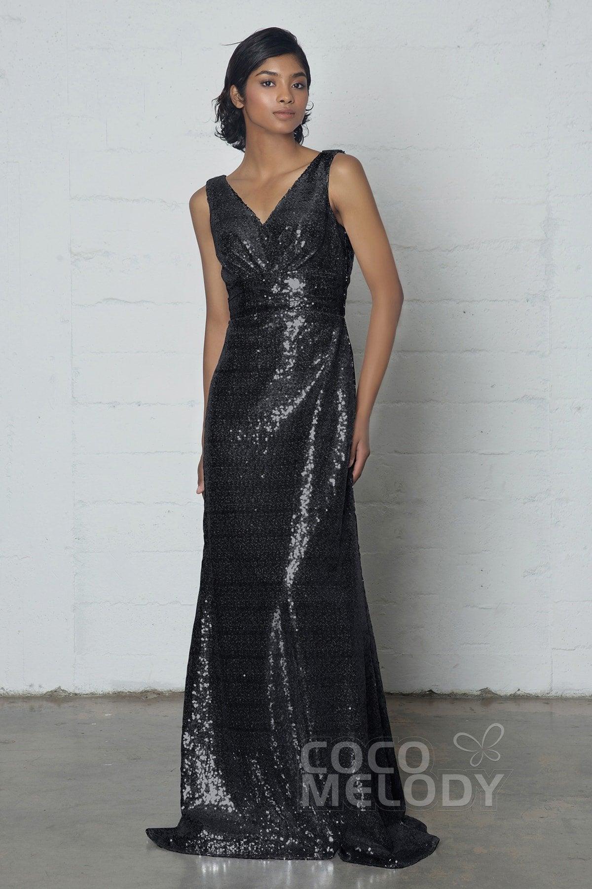 Sheath-Column Floor Length Sequined Dress COZF17021 - COCOMELODY