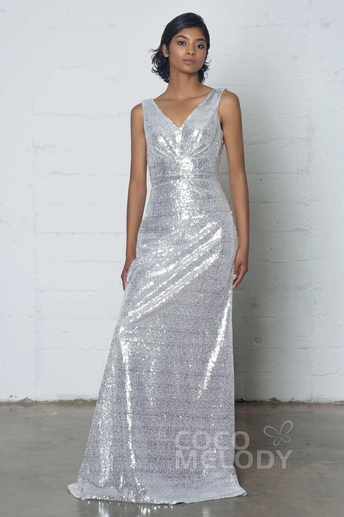 Sheath-Column Floor Length Sequined Dress COZF17021 - COCOMELODY