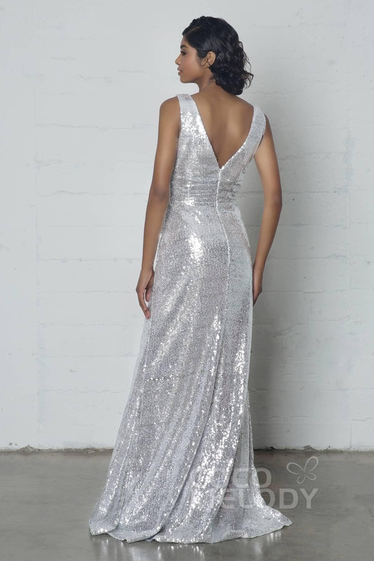 Sheath-Column Floor Length Sequined Dress COZF17021 - COCOMELODY