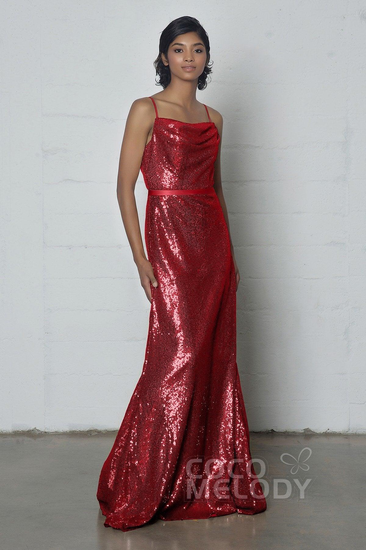 Sheath-Column Floor Length Sequined Dress COZF17023 - COCOMELODY