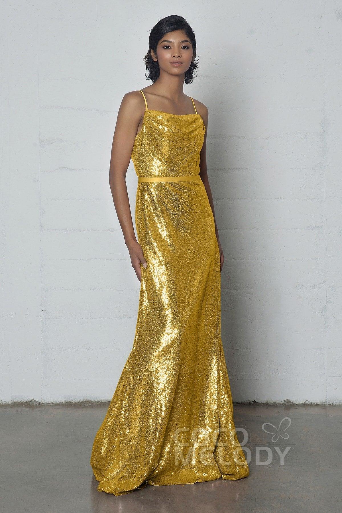 Sheath-Column Floor Length Sequined Dress COZF17023 - COCOMELODY