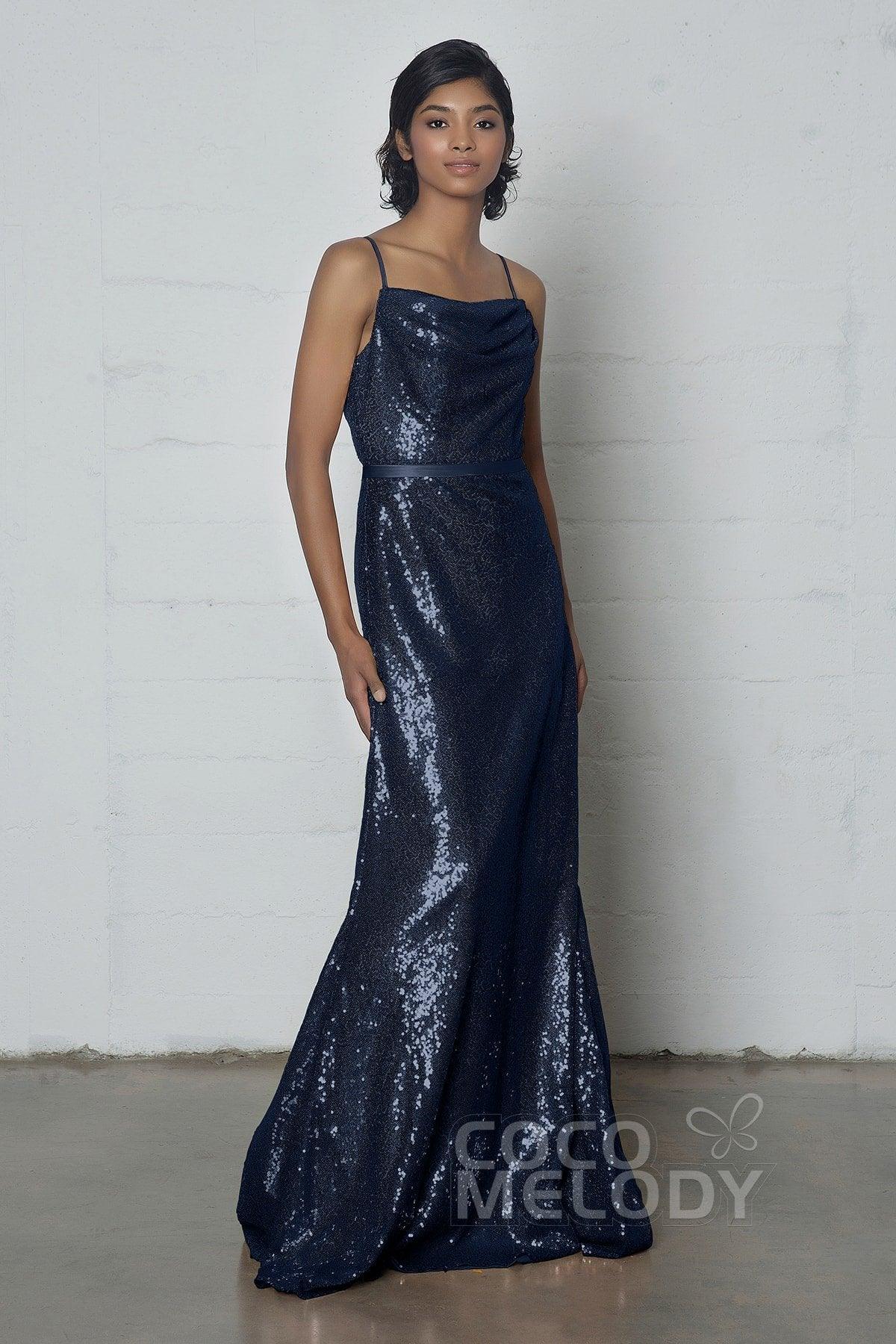 Sheath-Column Floor Length Sequined Dress COZF17023 - COCOMELODY
