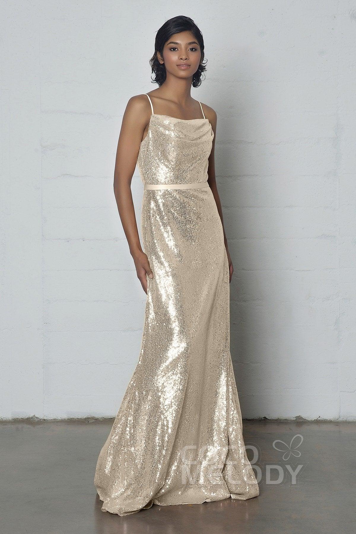 Sheath-Column Floor Length Sequined Dress COZF17023 - COCOMELODY