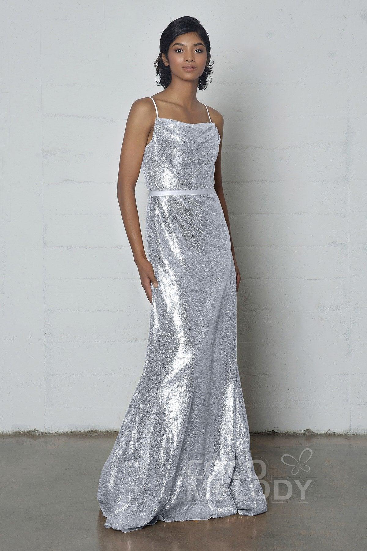Sheath-Column Floor Length Sequined Dress COZF17023 - COCOMELODY