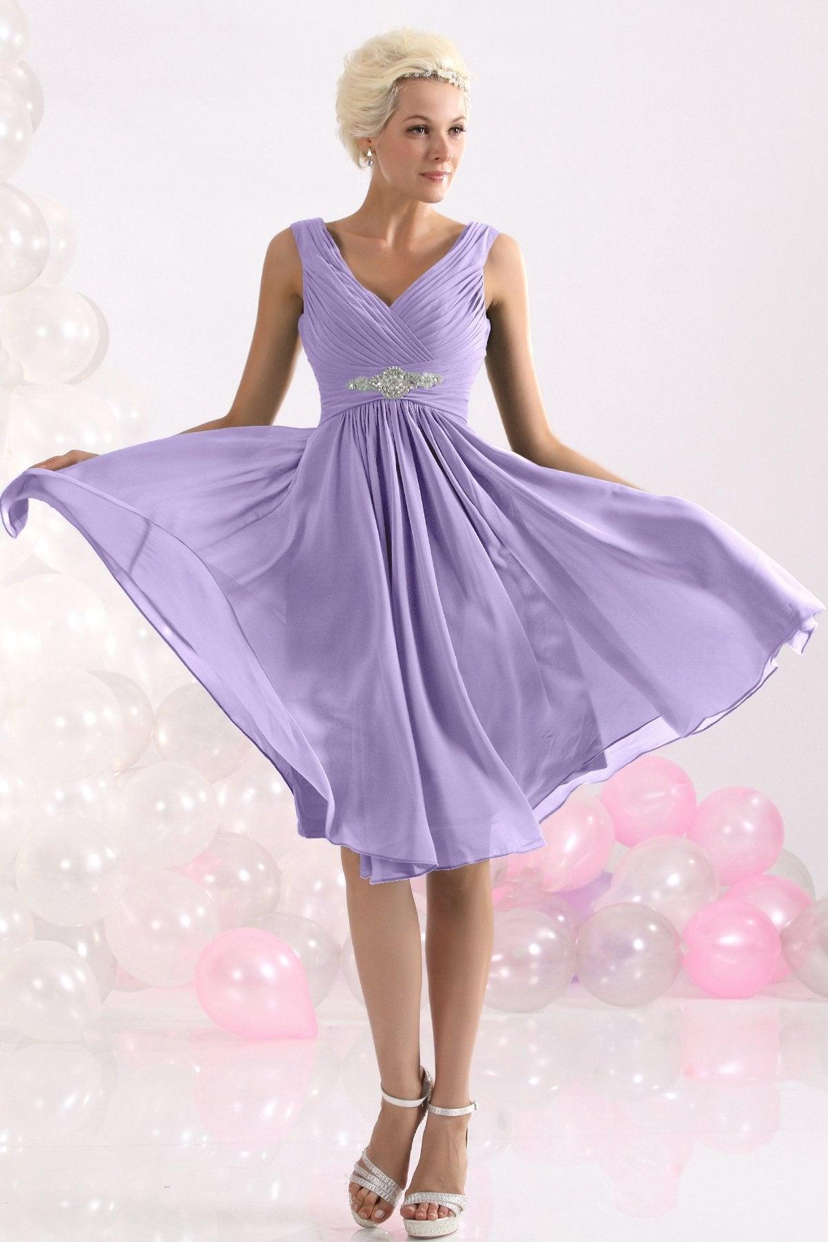 A-Line Knee Length Chiffon Bridesmaids Dress COZK1302A - COCOMELODY