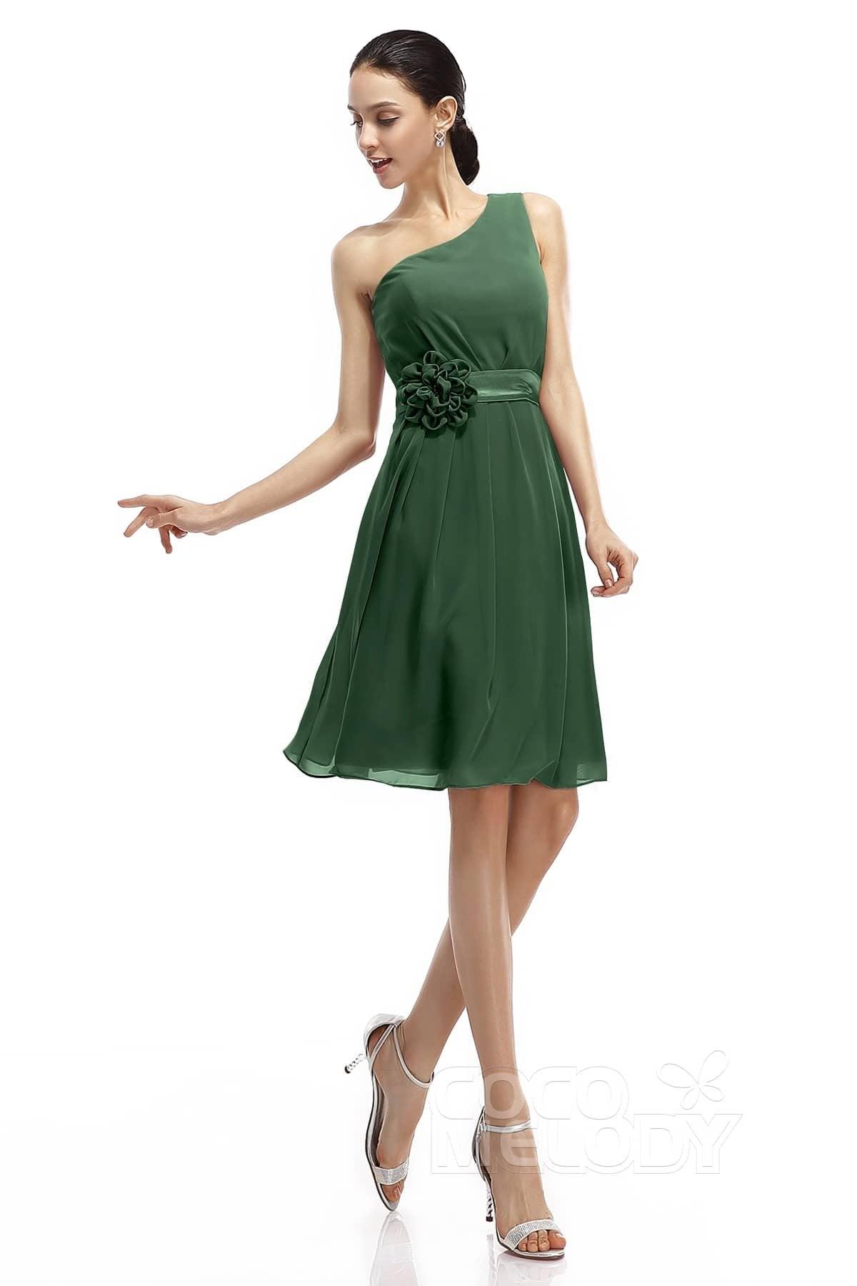 A-Line Knee Length Chiffon Bridesmaid Dresses COZK1400D - COCOMELODY