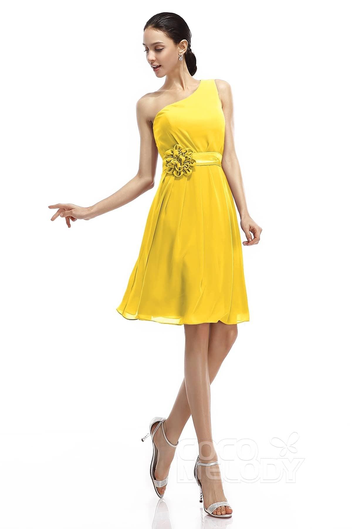 A-Line Knee Length Chiffon Bridesmaid Dresses COZK1400D - COCOMELODY