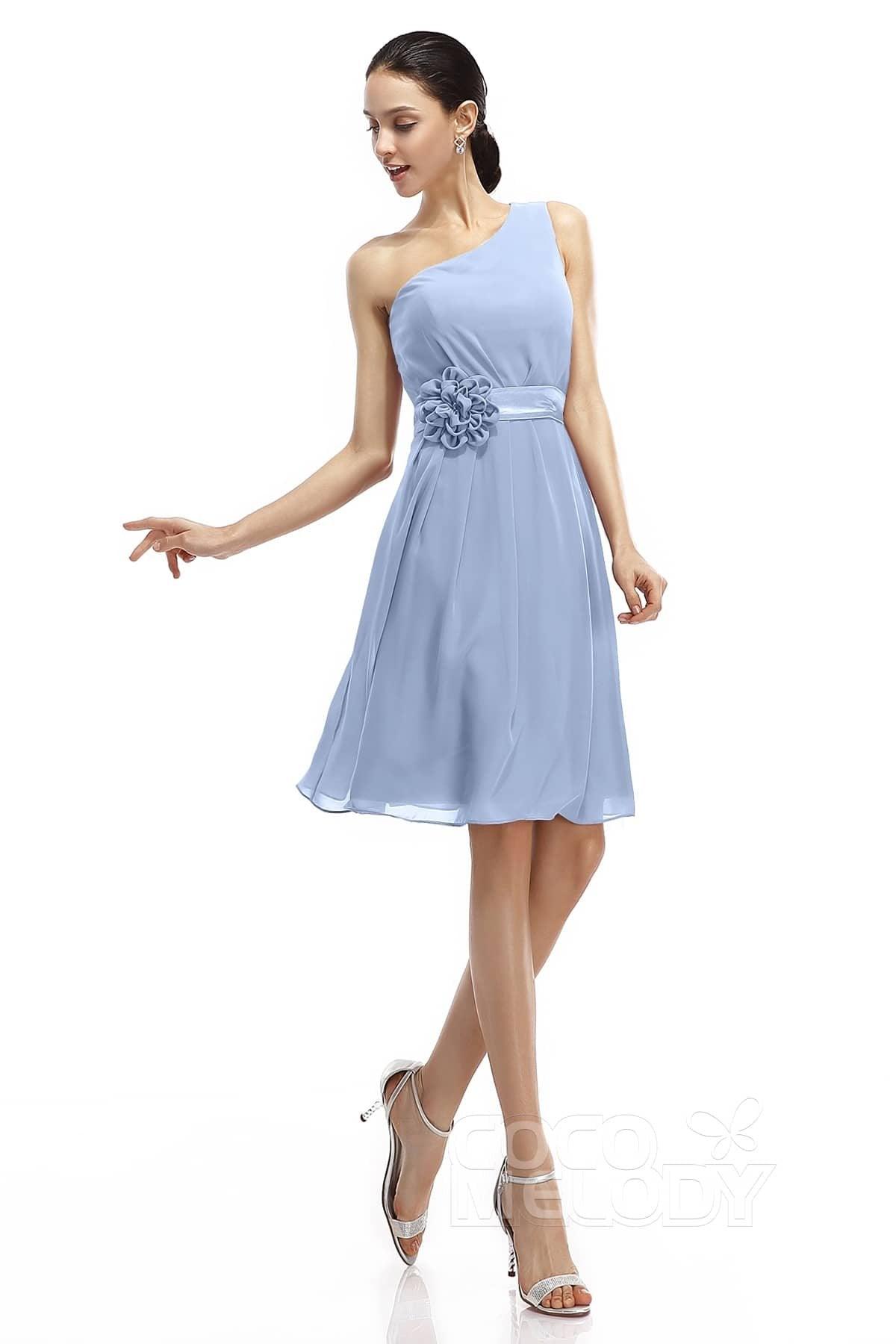 A-Line Knee Length Chiffon Bridesmaid Dresses COZK1400D - COCOMELODY