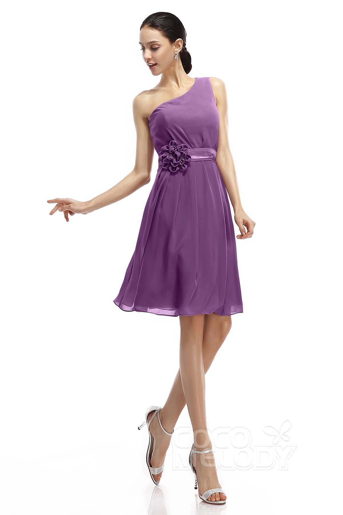 A-Line Knee Length Chiffon Bridesmaid Dresses COZK1400D - COCOMELODY