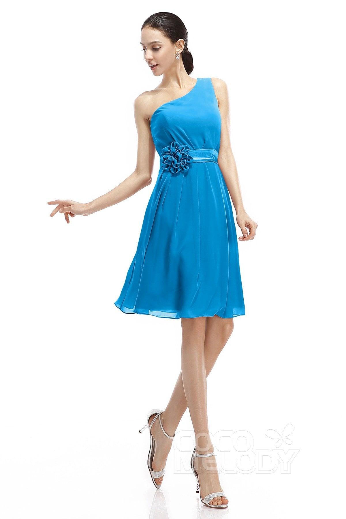 A-Line Knee Length Chiffon Bridesmaid Dresses COZK1400D - COCOMELODY