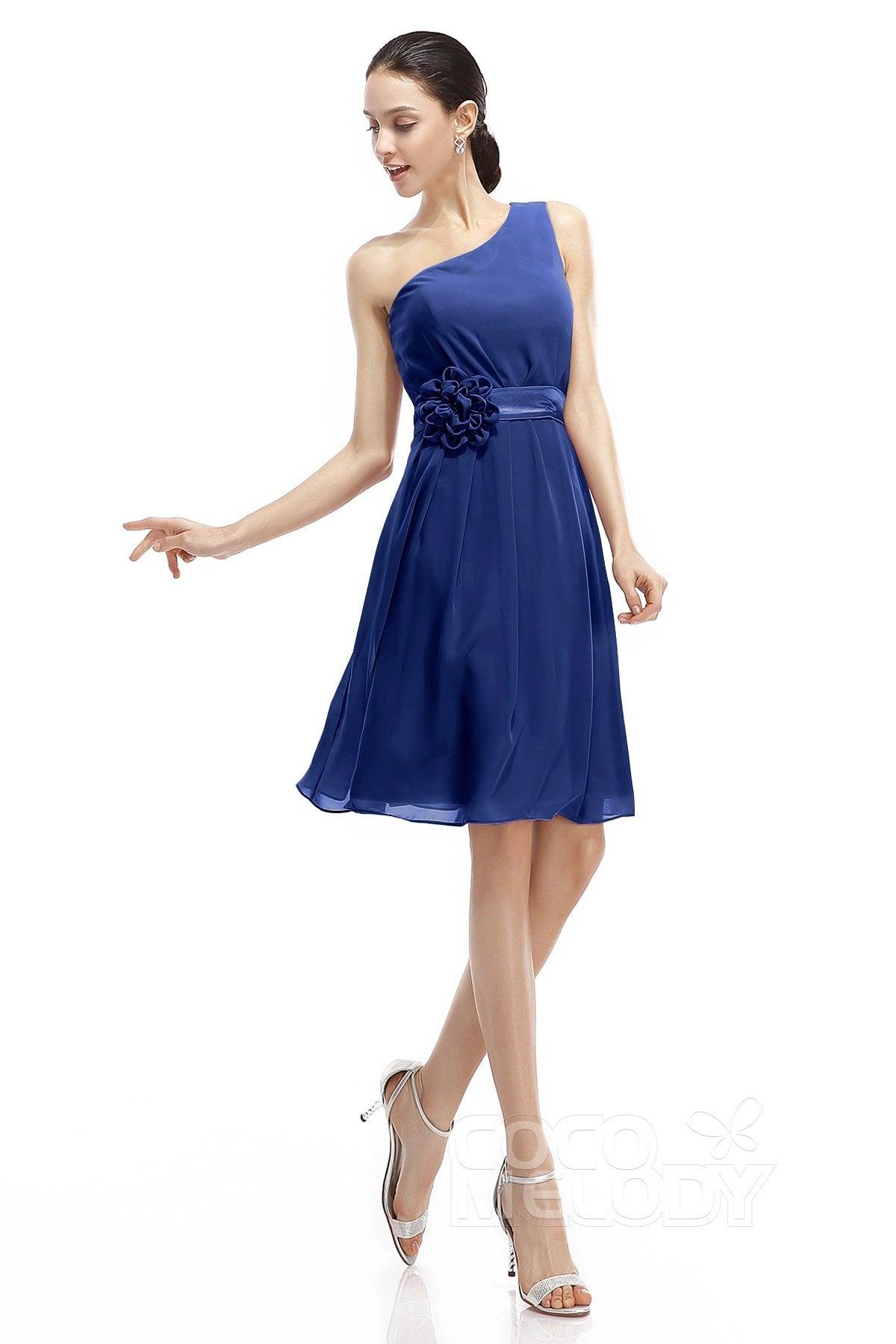 A-Line Knee Length Chiffon Bridesmaid Dresses COZK1400D - COCOMELODY