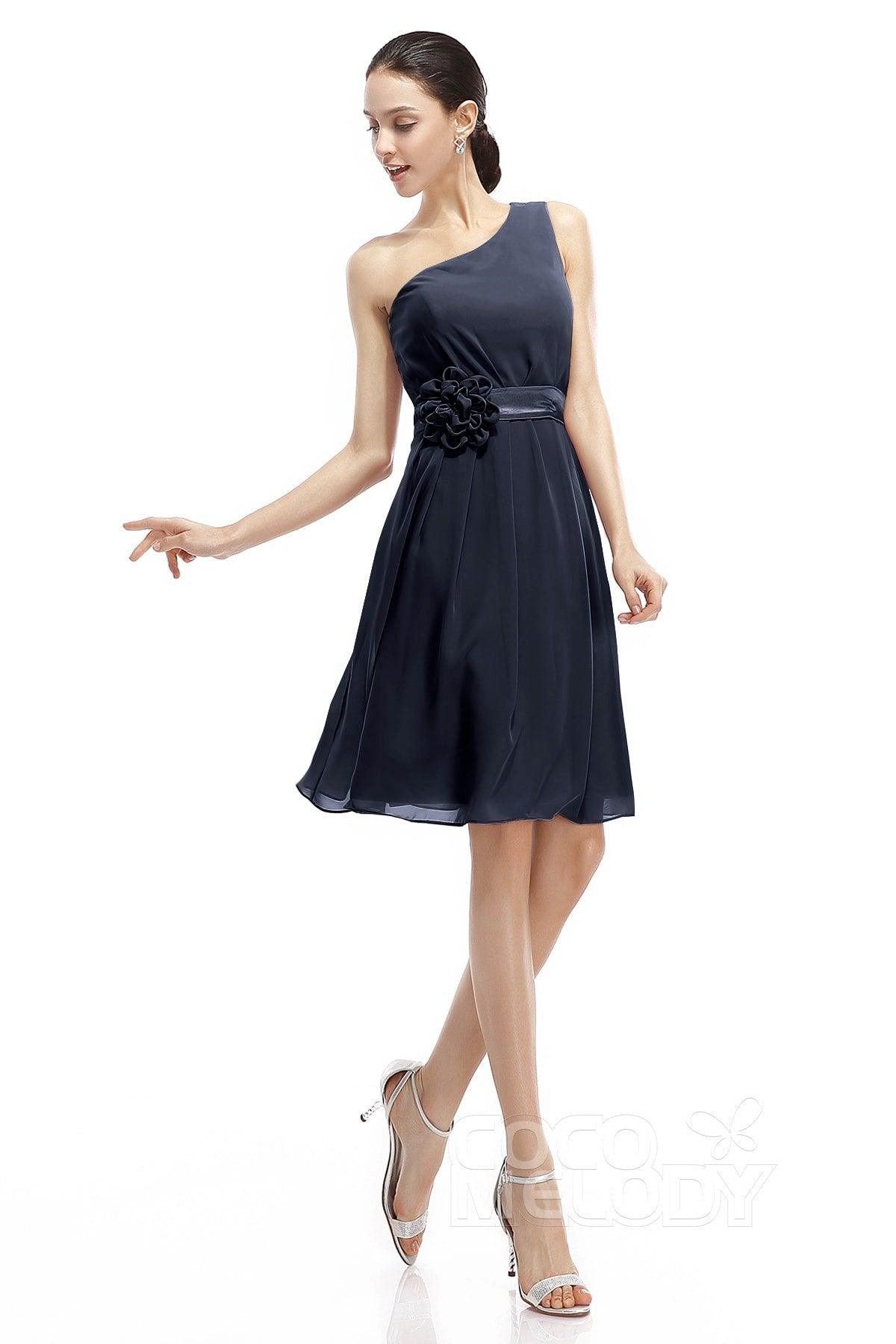 A-Line Knee Length Chiffon Bridesmaid Dresses COZK1400D - COCOMELODY