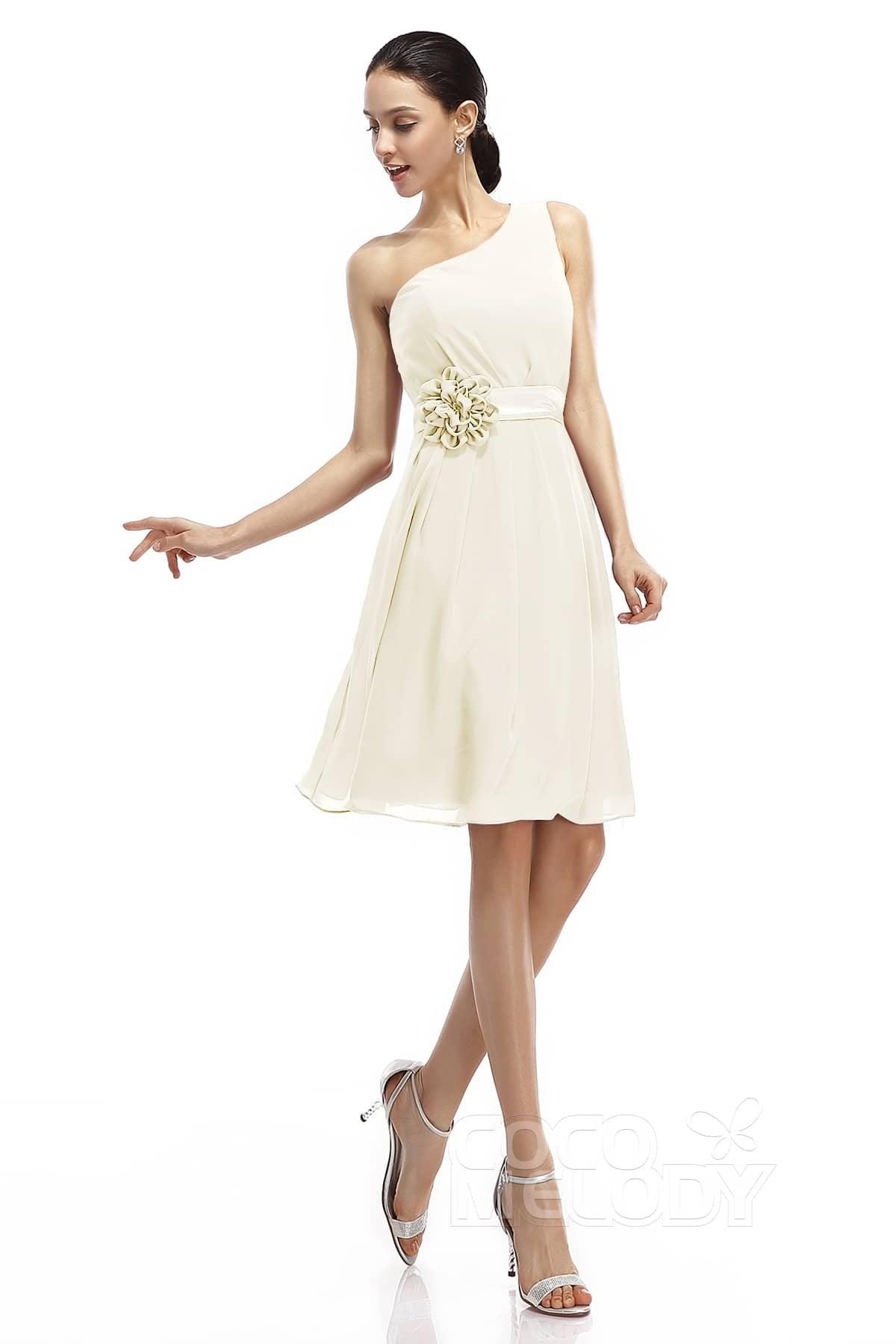 A-Line Knee Length Chiffon Bridesmaid Dresses COZK1400D - COCOMELODY