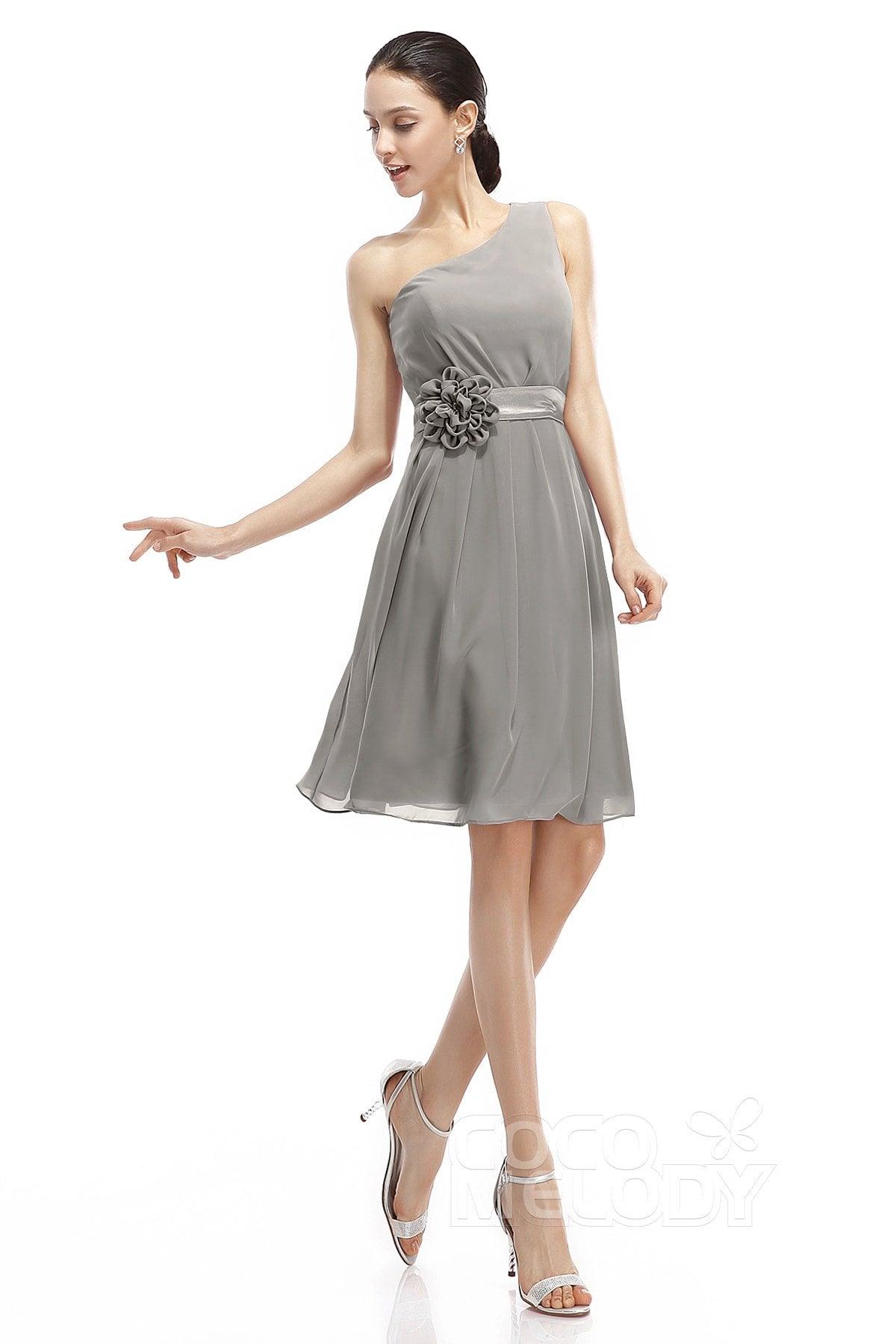 A-Line Knee Length Chiffon Bridesmaid Dresses COZK1400D - COCOMELODY
