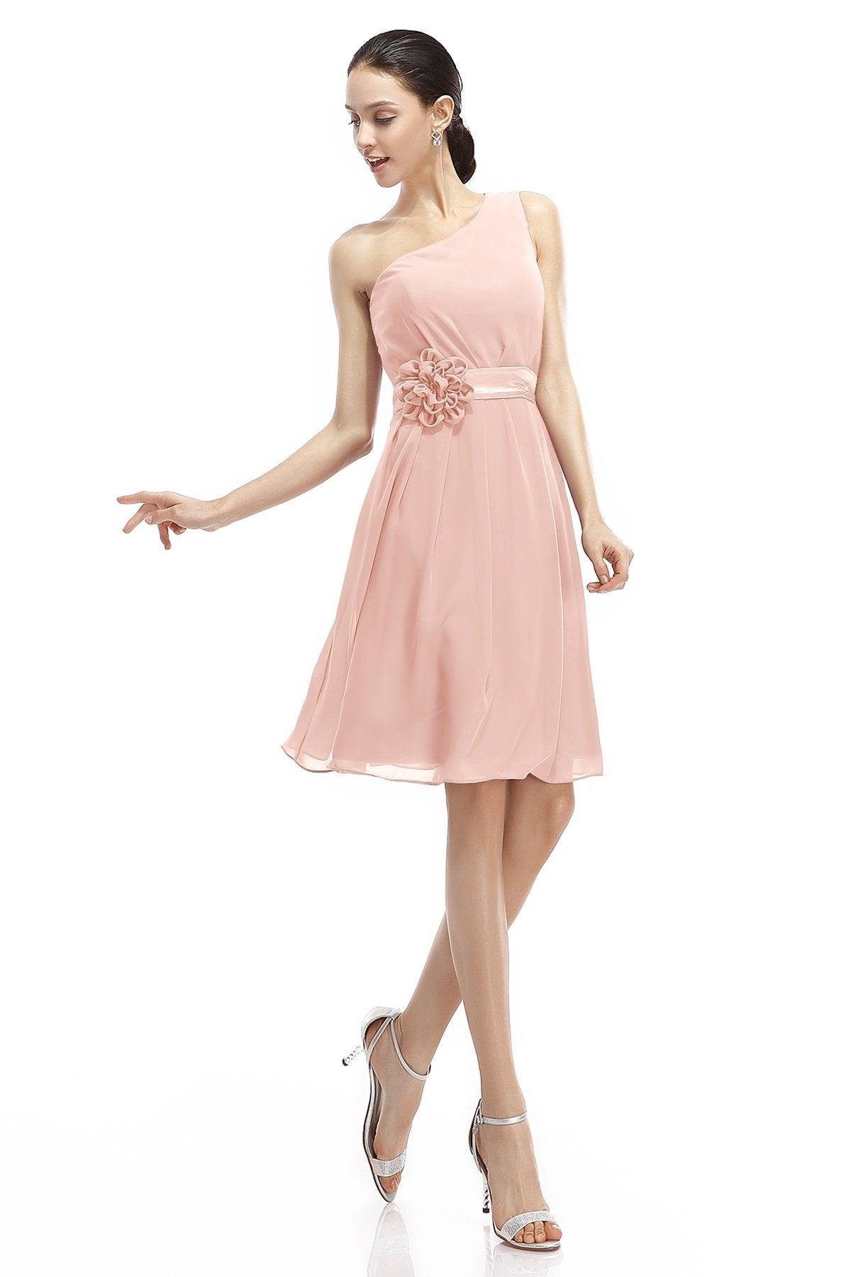 A-Line Knee Length Chiffon Bridesmaid Dresses COZK1400D - COCOMELODY