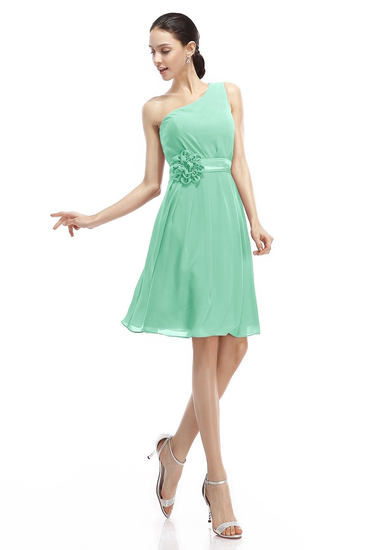 A-Line Knee Length Chiffon Bridesmaid Dresses COZK1400D - COCOMELODY