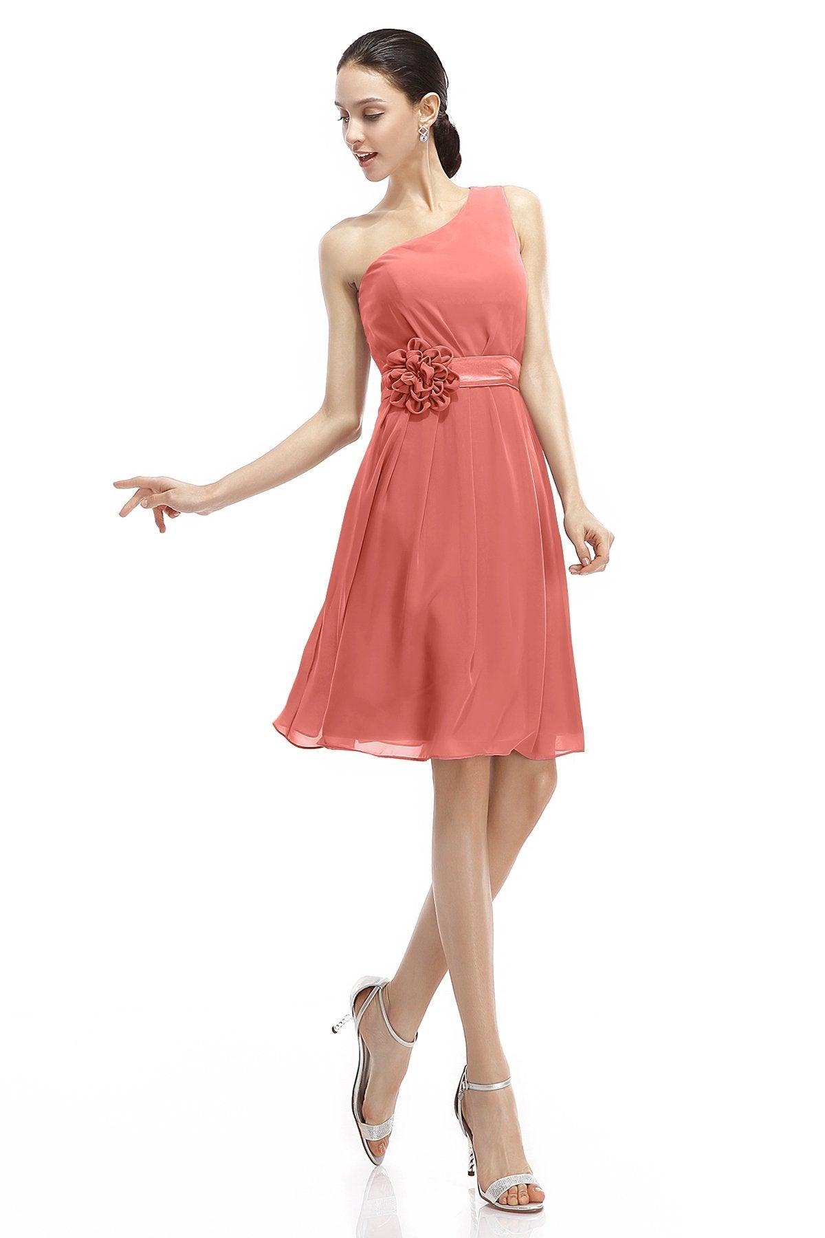 A-Line Knee Length Chiffon Bridesmaid Dresses COZK1400D - COCOMELODY