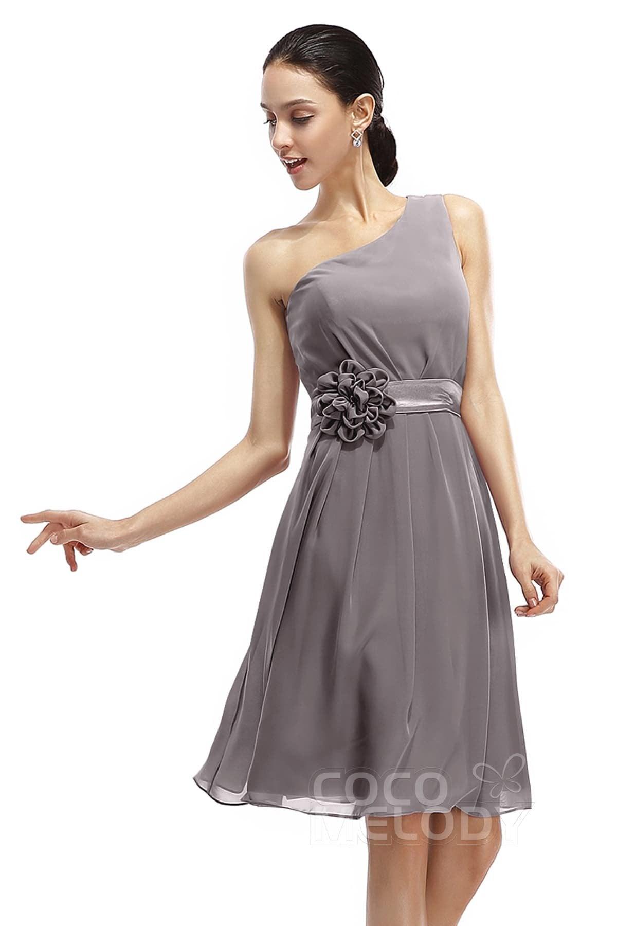 A-Line Knee Length Chiffon Bridesmaid Dresses COZK1400D - COCOMELODY