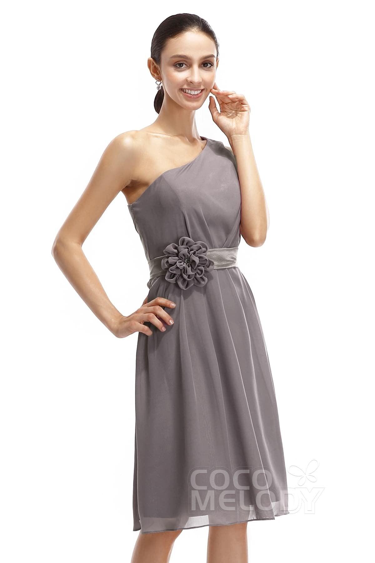 A-Line Knee Length Chiffon Bridesmaid Dresses COZK1400D - COCOMELODY