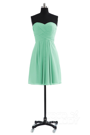 A-Line Knee Length Chiffon Bridesmaid Dress COZK14018 - COCOMELODY