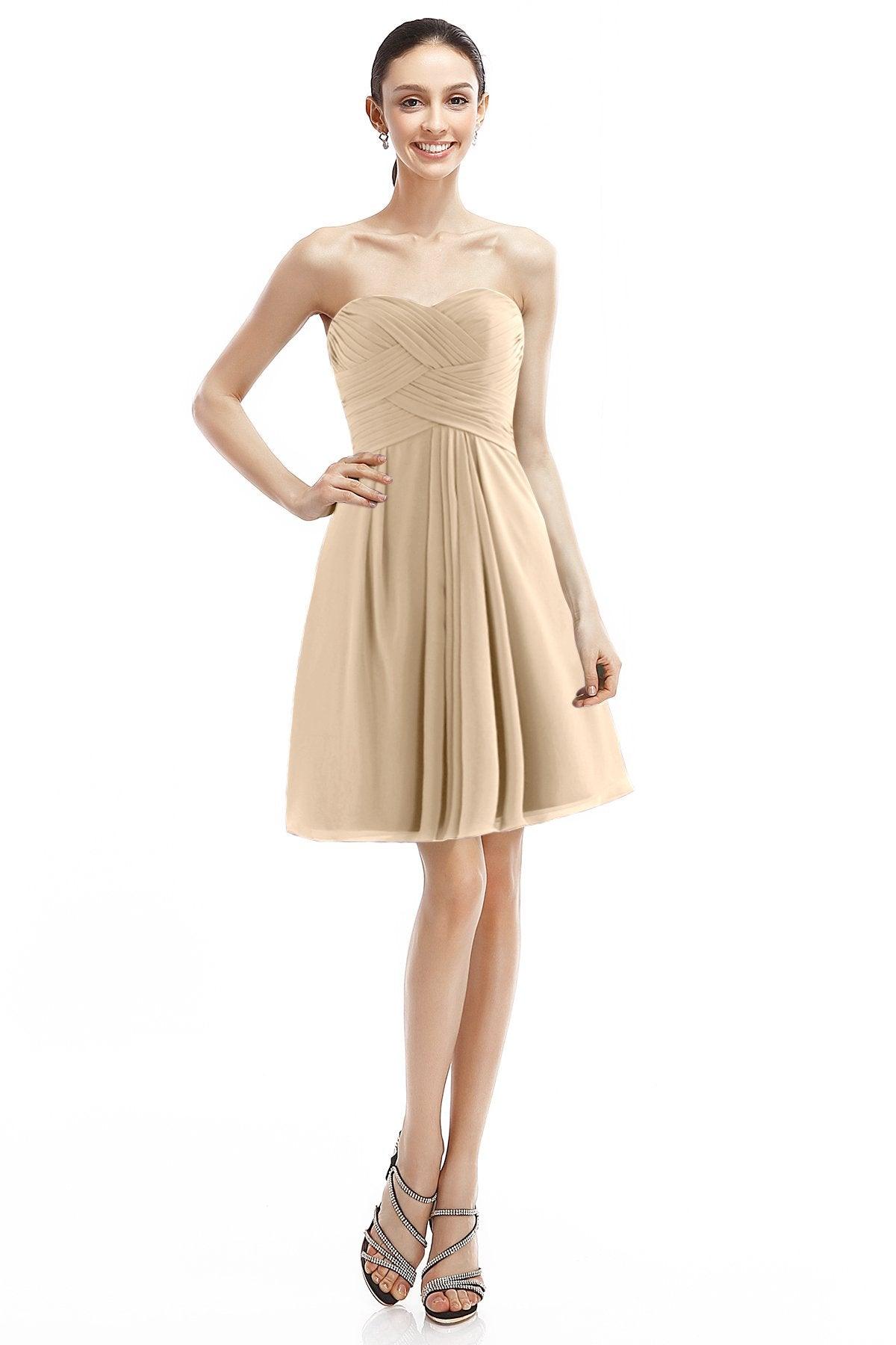 A-Line Knee Length Chiffon Bridesmaid Dress COZK14018 - COCOMELODY
