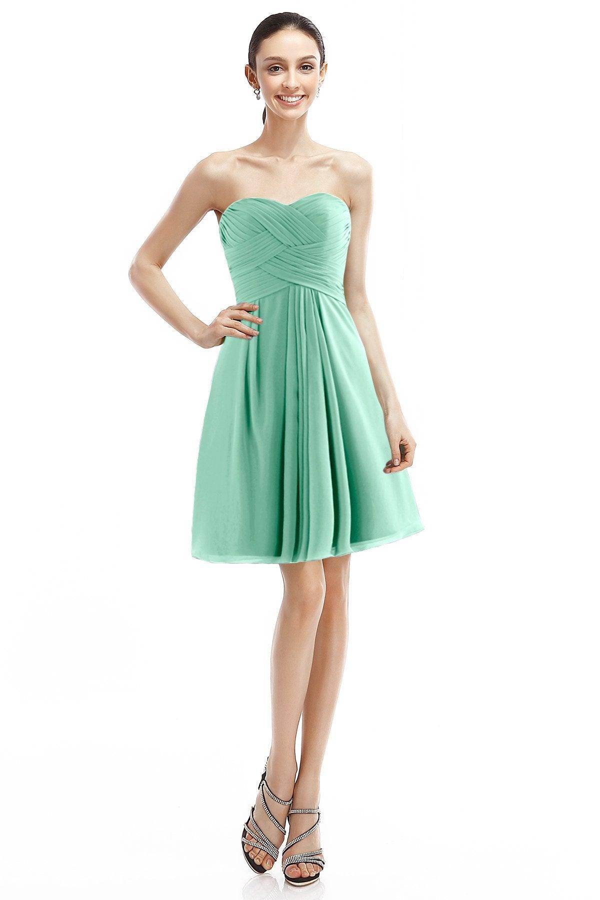 A-Line Knee Length Chiffon Bridesmaid Dress COCOMELODY COZK14018, Light Blue A-Line Knee Length Chiffon Bridesmaid Dress COCOMELODY COZK14018, Light Blue