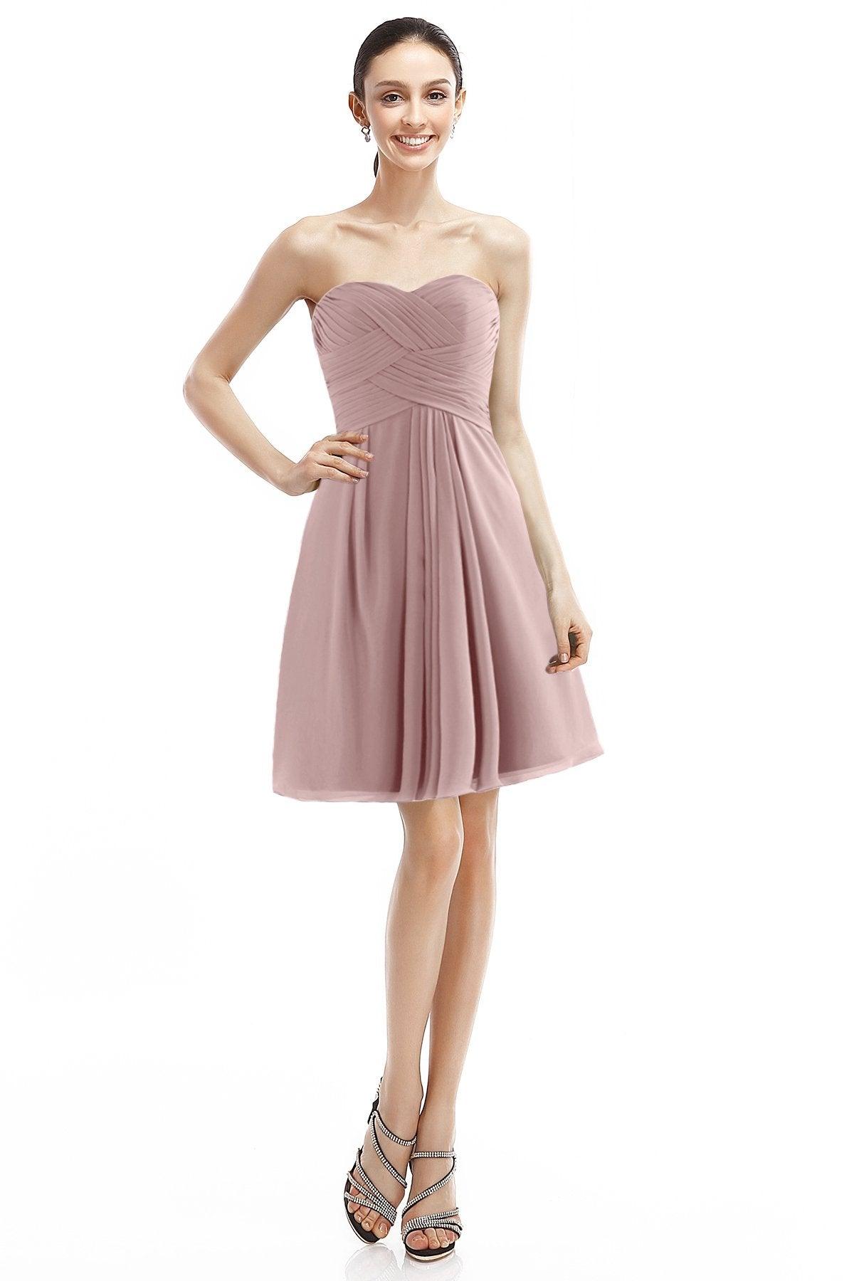A-Line Knee Length Chiffon Bridesmaid Dress COZK14018 - COCOMELODY