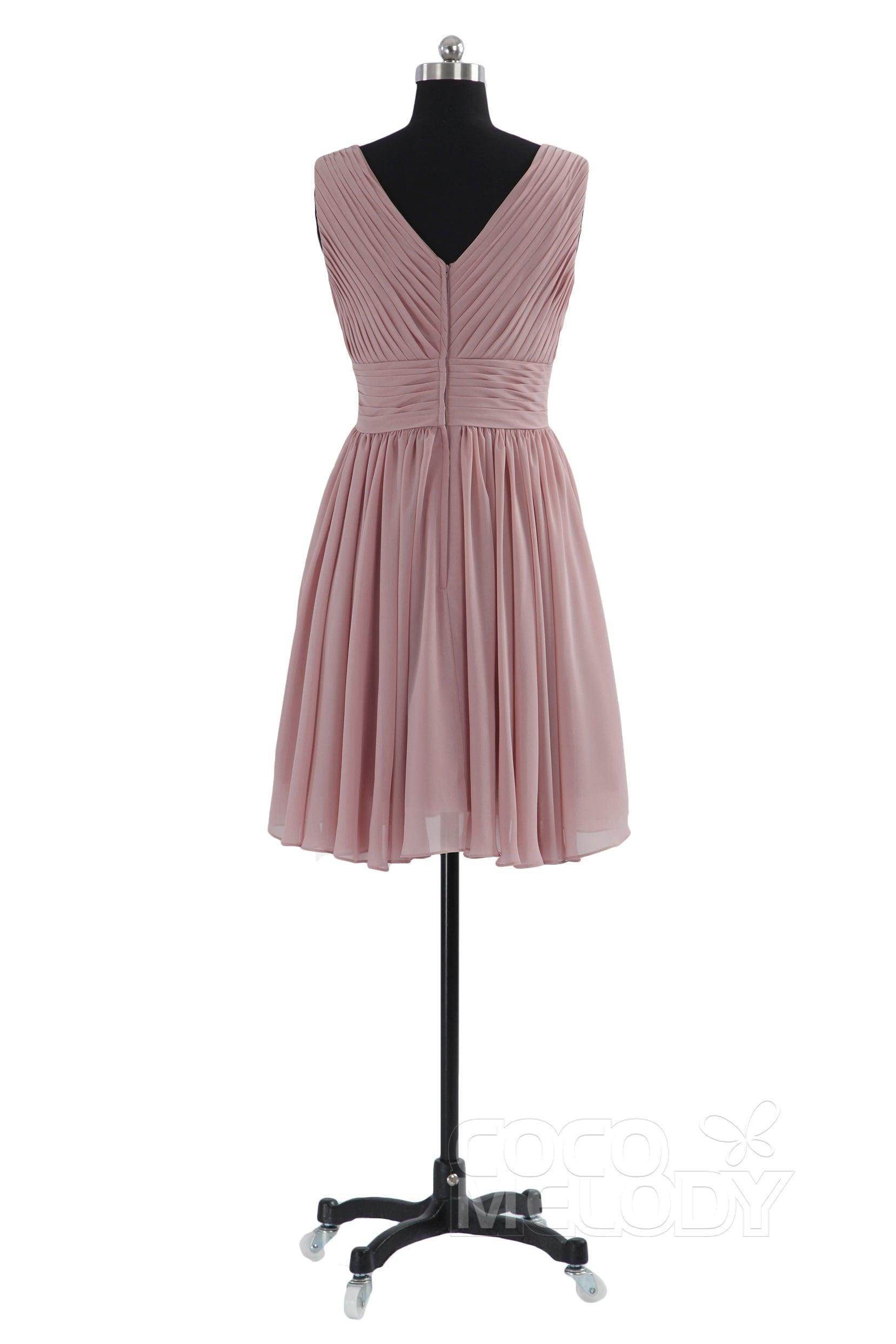 A-Line Short Mini Chiffon Bridesmaid Dress COZK14019 - COCOMELODY