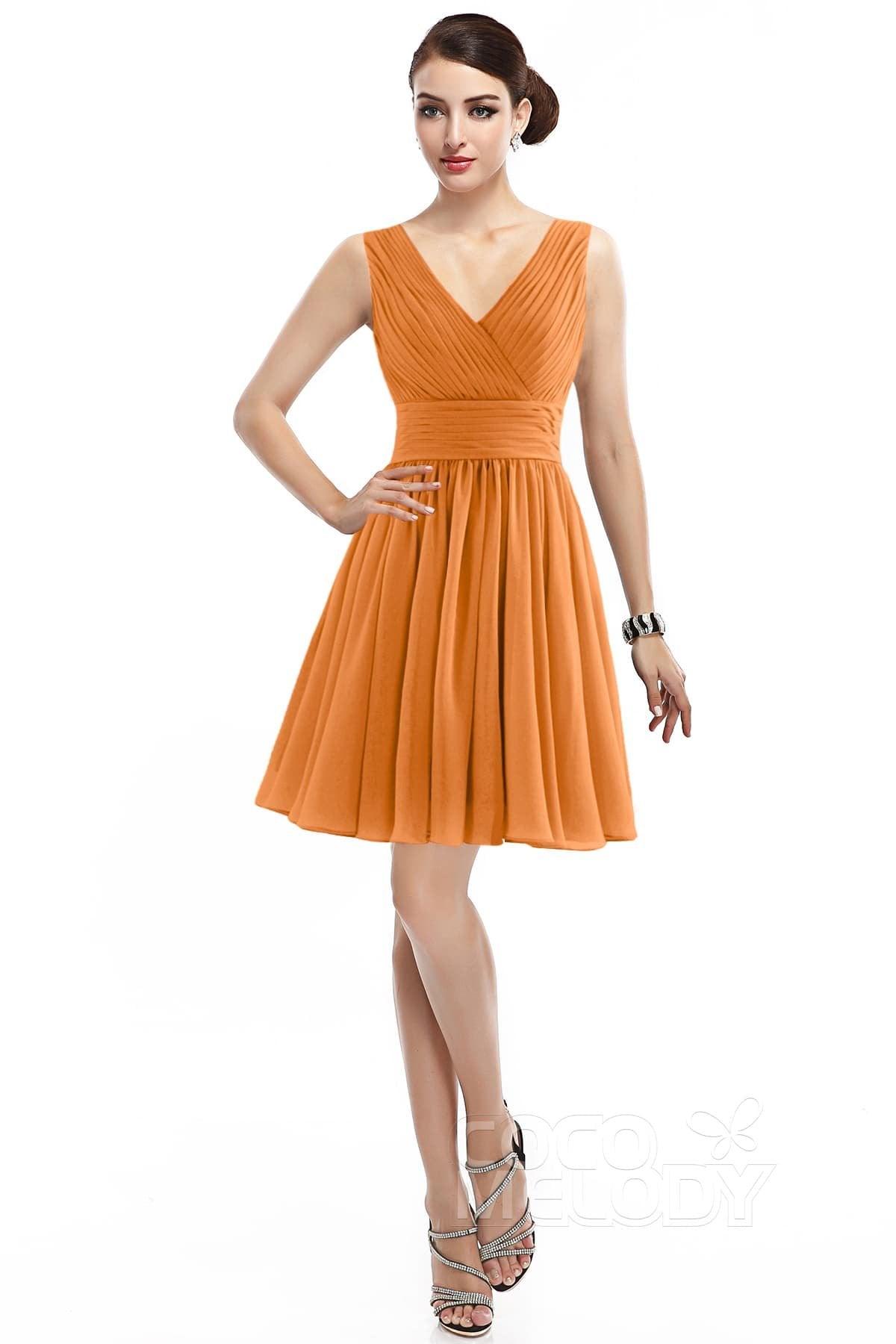 A-Line Short Mini Chiffon Bridesmaid Dress COZK14019 - COCOMELODY