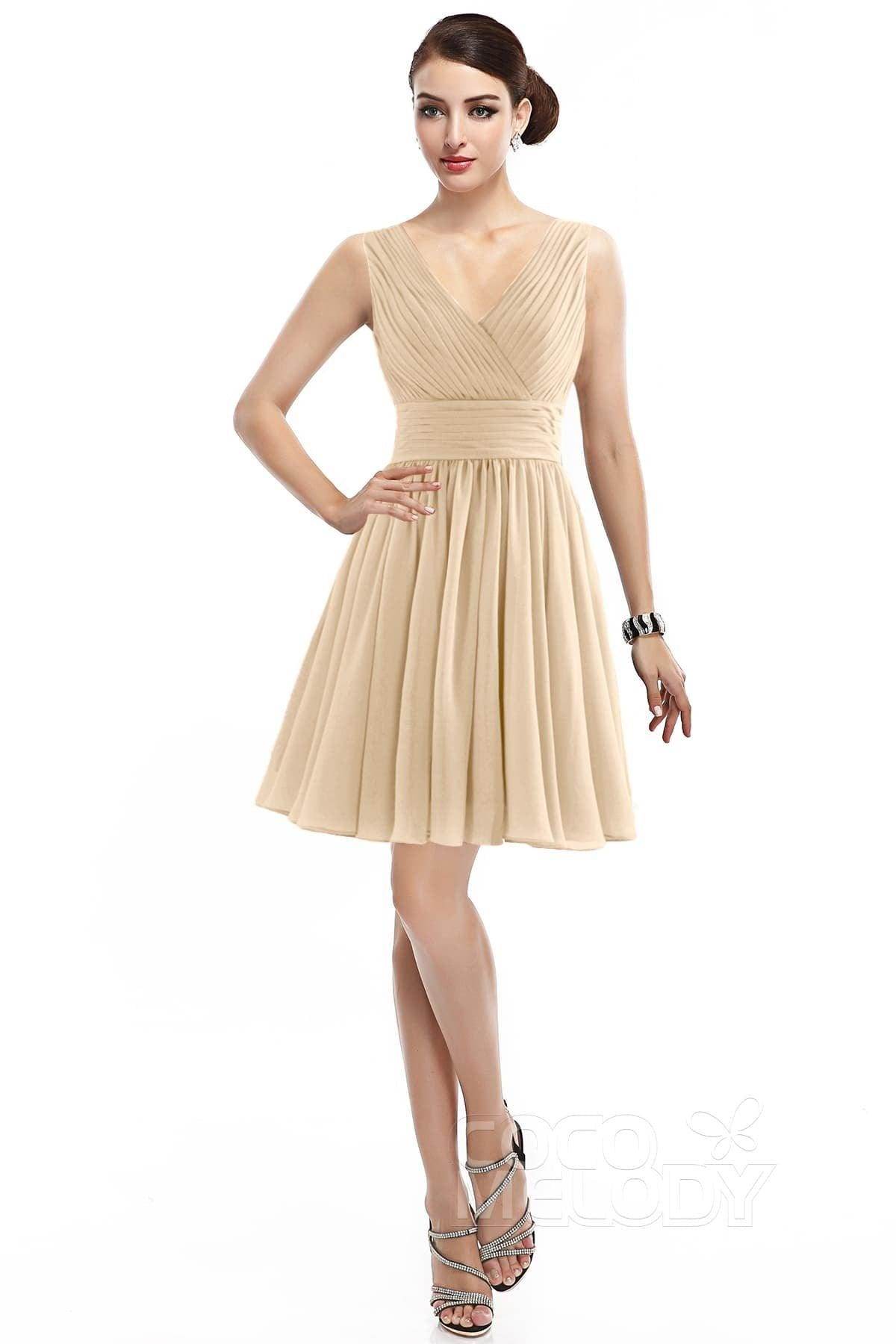 A-Line Short Mini Chiffon Bridesmaid Dress COZK14019 - COCOMELODY