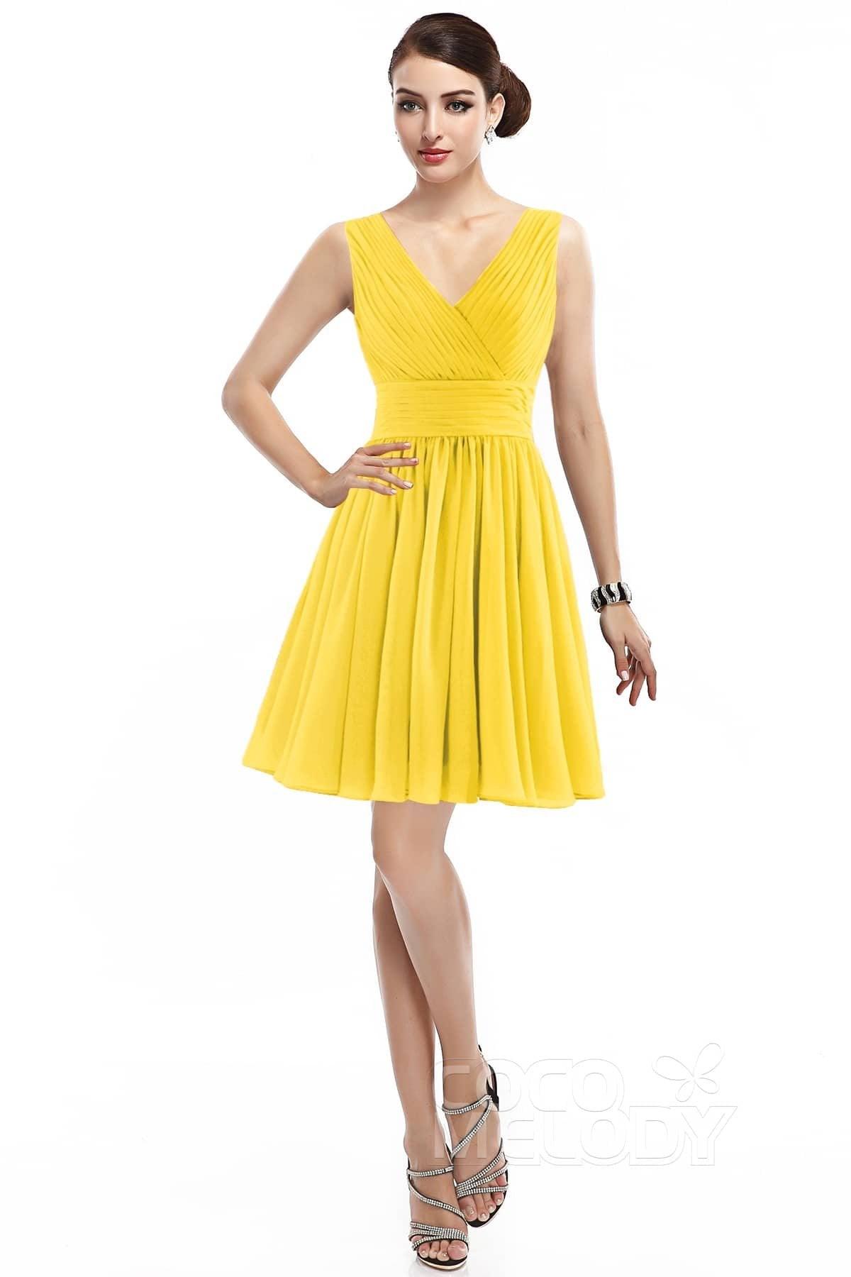 A-Line Short Mini Chiffon Bridesmaid Dress COZK14019 - COCOMELODY