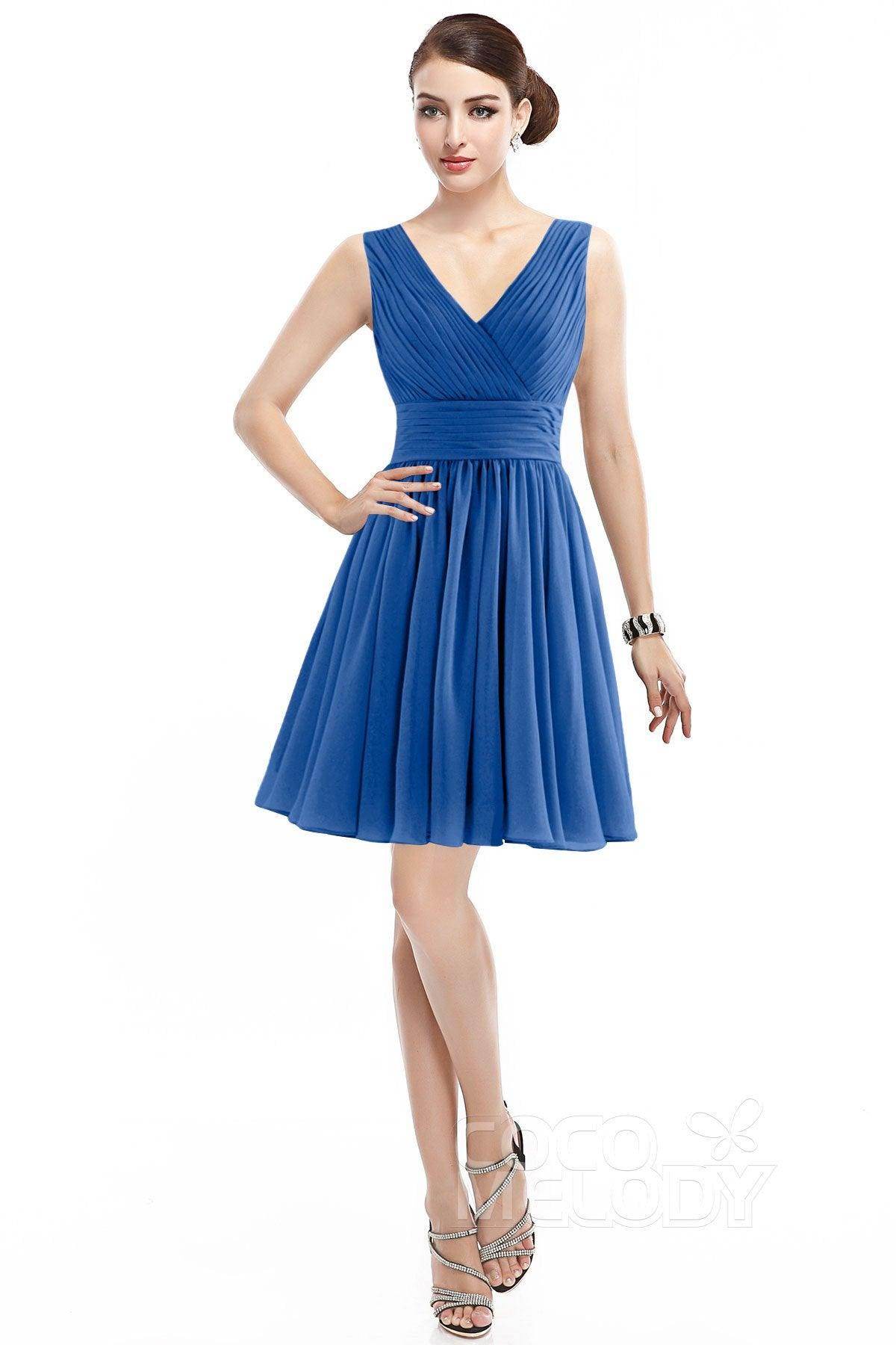 A-Line Short Mini Chiffon Bridesmaid Dress COZK14019 - COCOMELODY