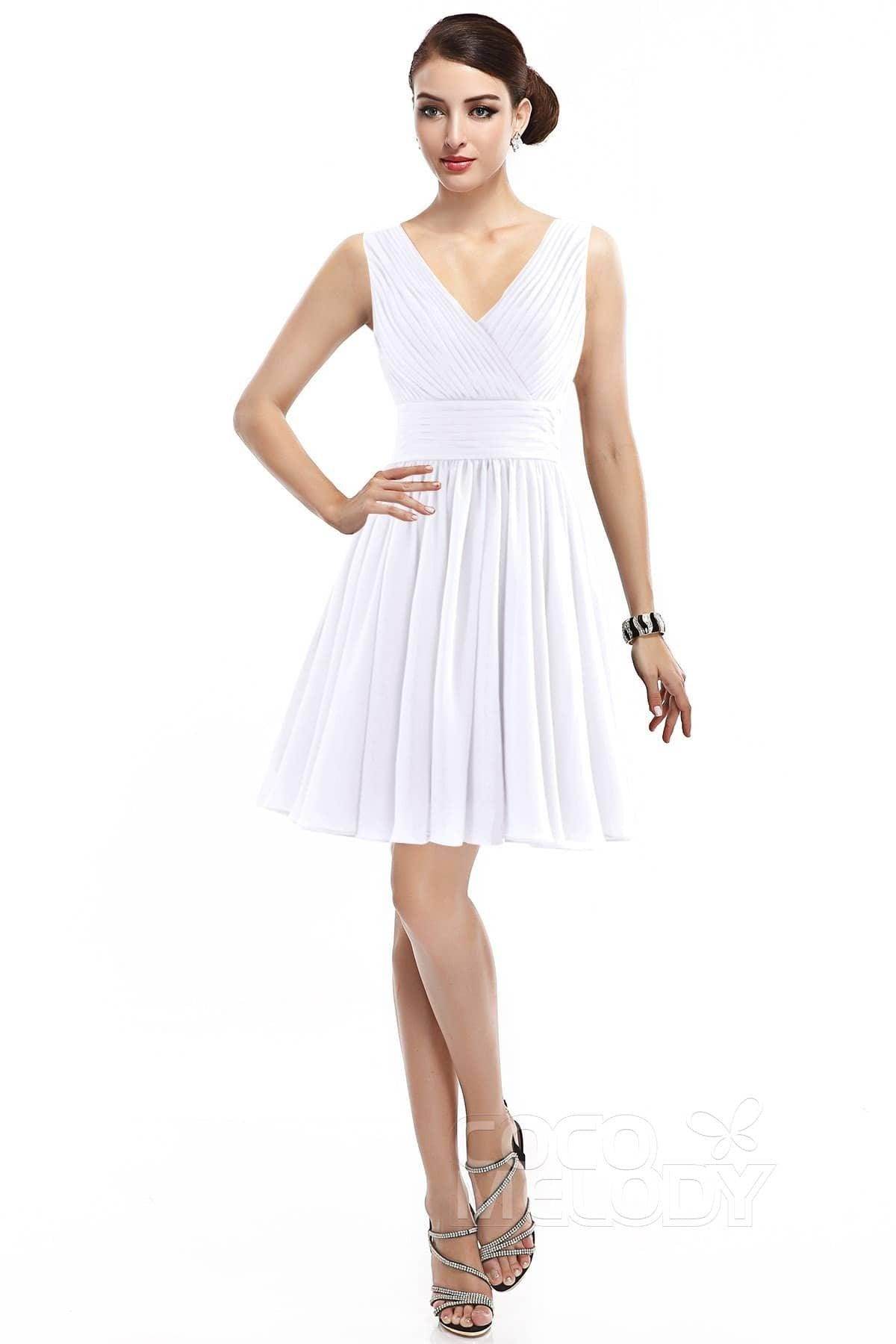 A-Line Short Mini Chiffon Bridesmaid Dress COZK14019 - COCOMELODY