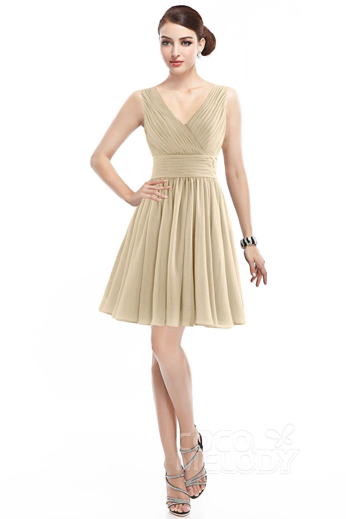 A-Line Short Mini Chiffon Bridesmaid Dress COZK14019 - COCOMELODY